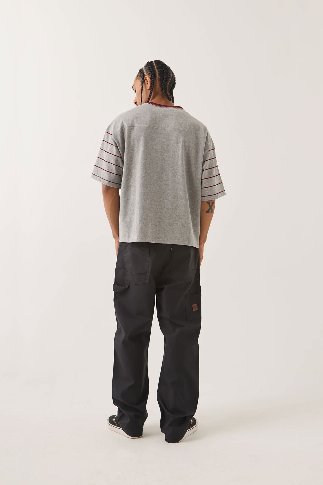 Brixton Football T-Shirt - Heather Grey/Maroon