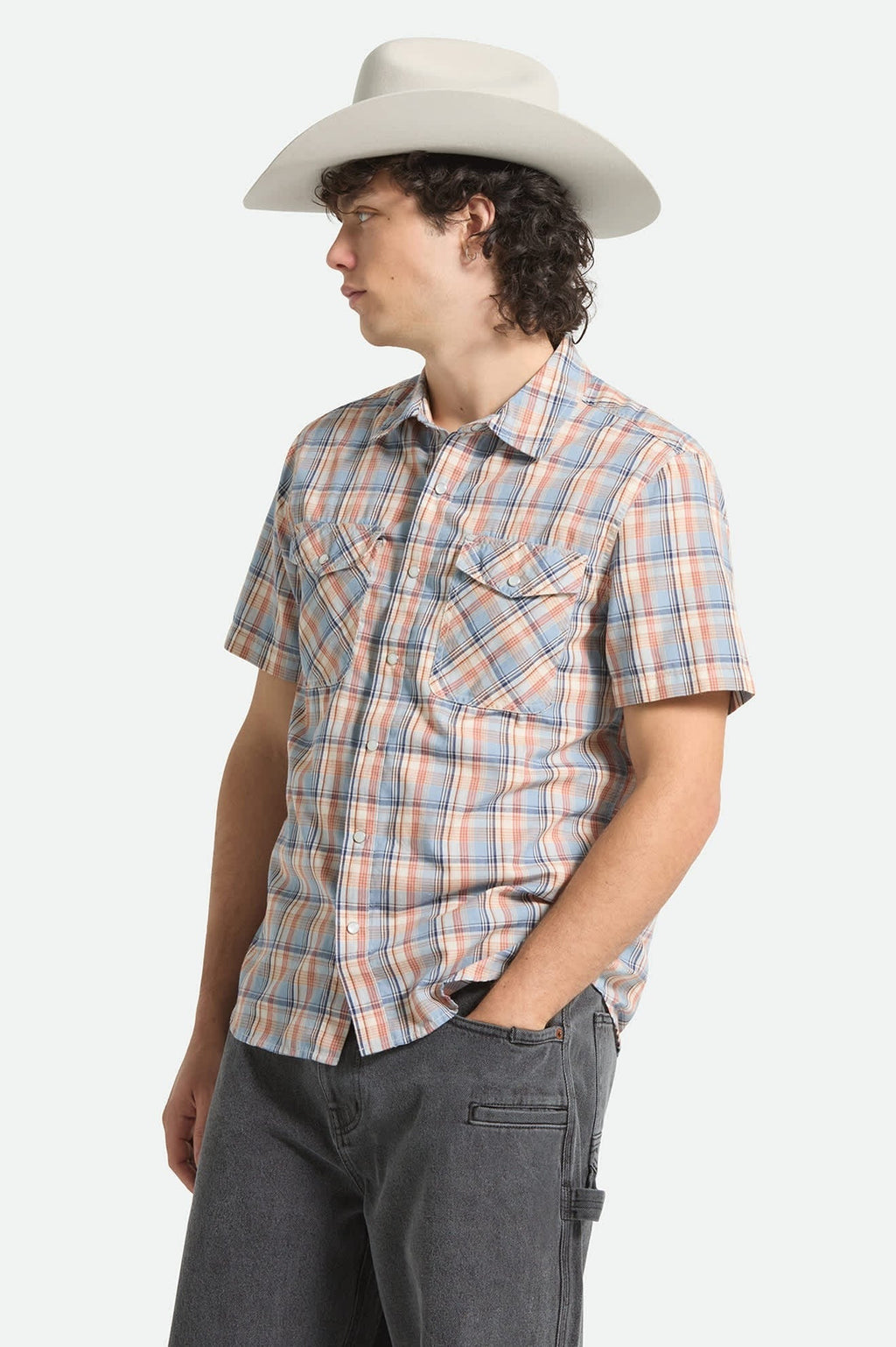 The Breezy Wayne Short Sleeve Shirt - Blue Multi Plaid