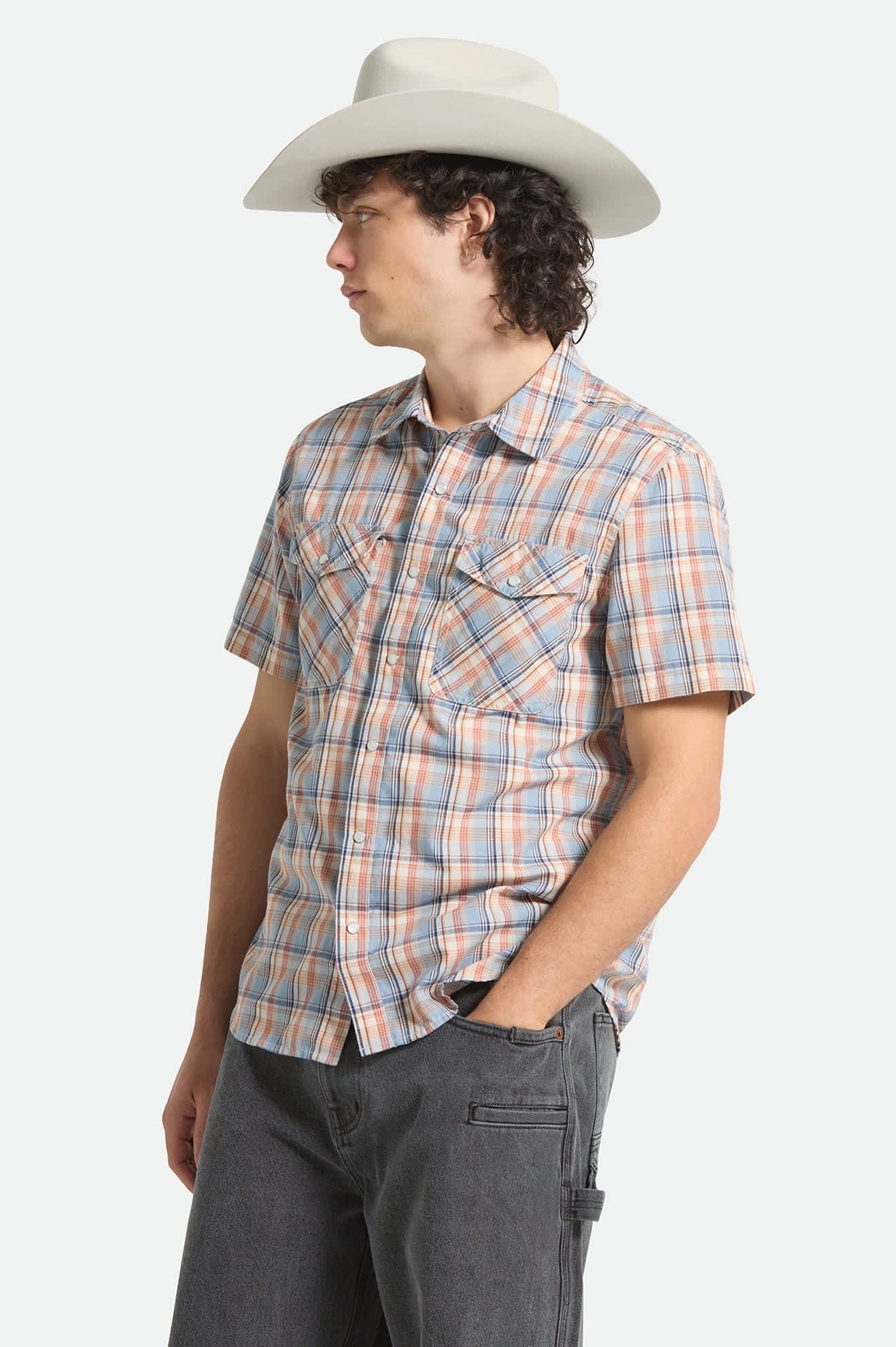 The Breezy Wayne Short Sleeve Shirt - Blue Multi Plaid