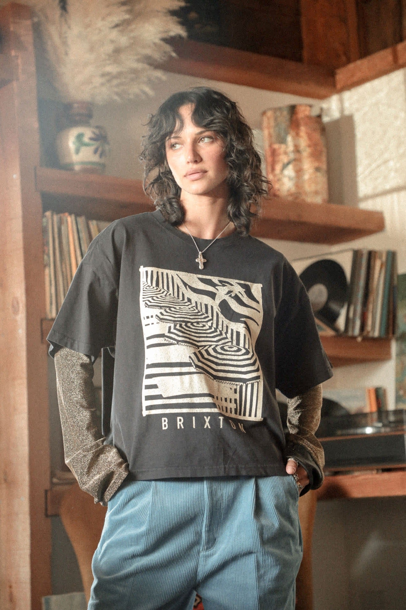 Poolside Boxy Crew T-Shirt - Washed Black