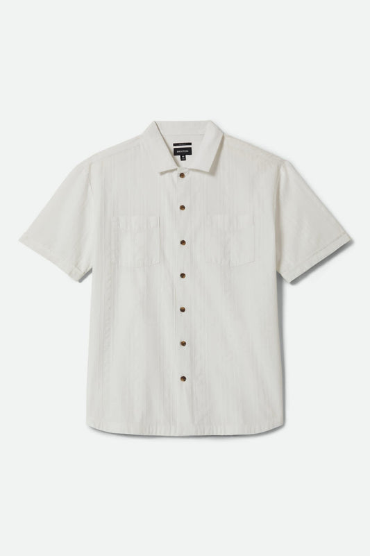 Vintage Short Sleeve Shirt - Off White Jacquard Stripe