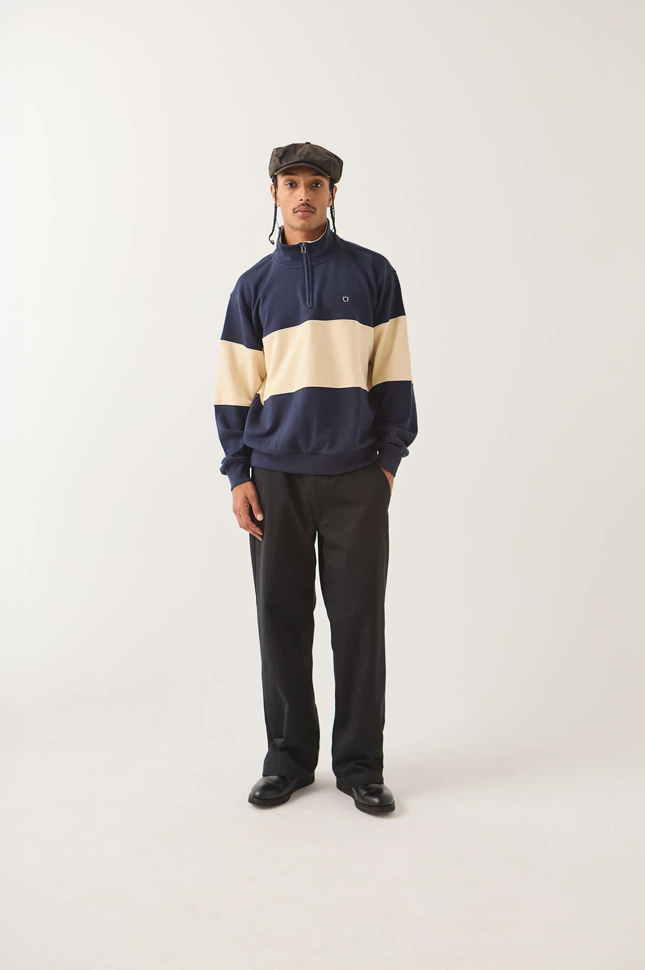 Danville Quarter Zip Fleece - Navy/Whitecap
