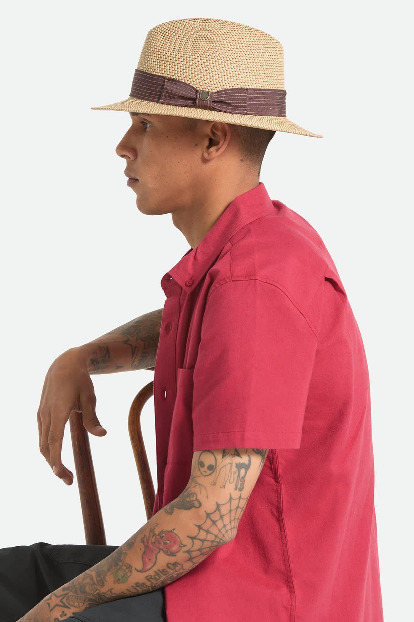 Roma Straw Packable Fedora - Multi Brown/Chocolate