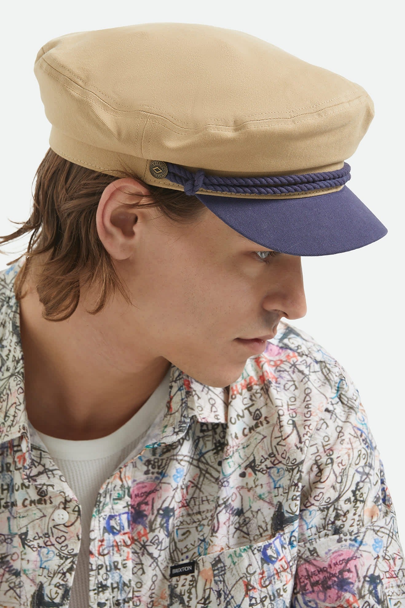 Fiddler Fisherman Cap - Sand/Washed Navy
