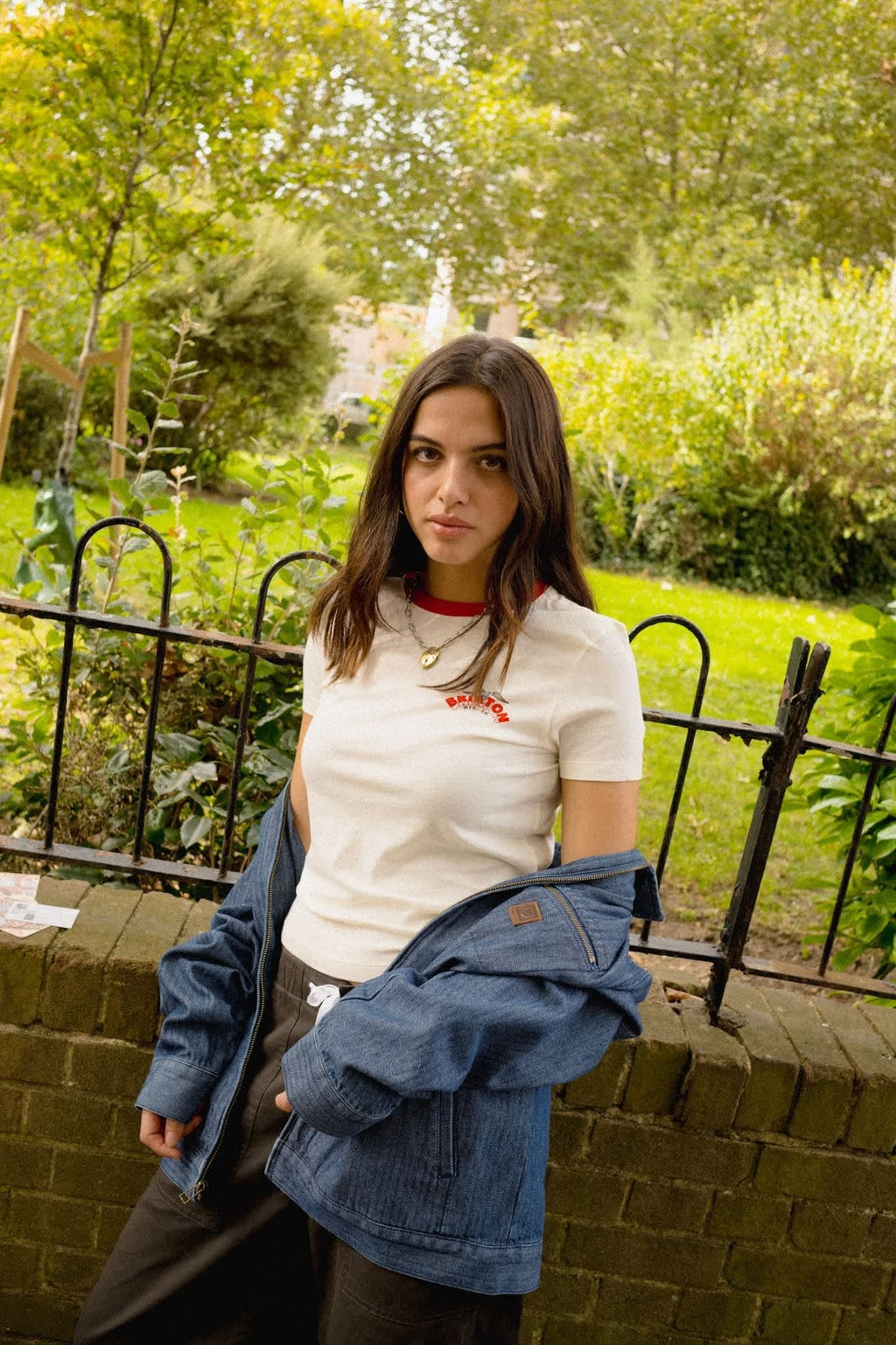 Brixton Banner Slim Crew T-Shirt - Off White