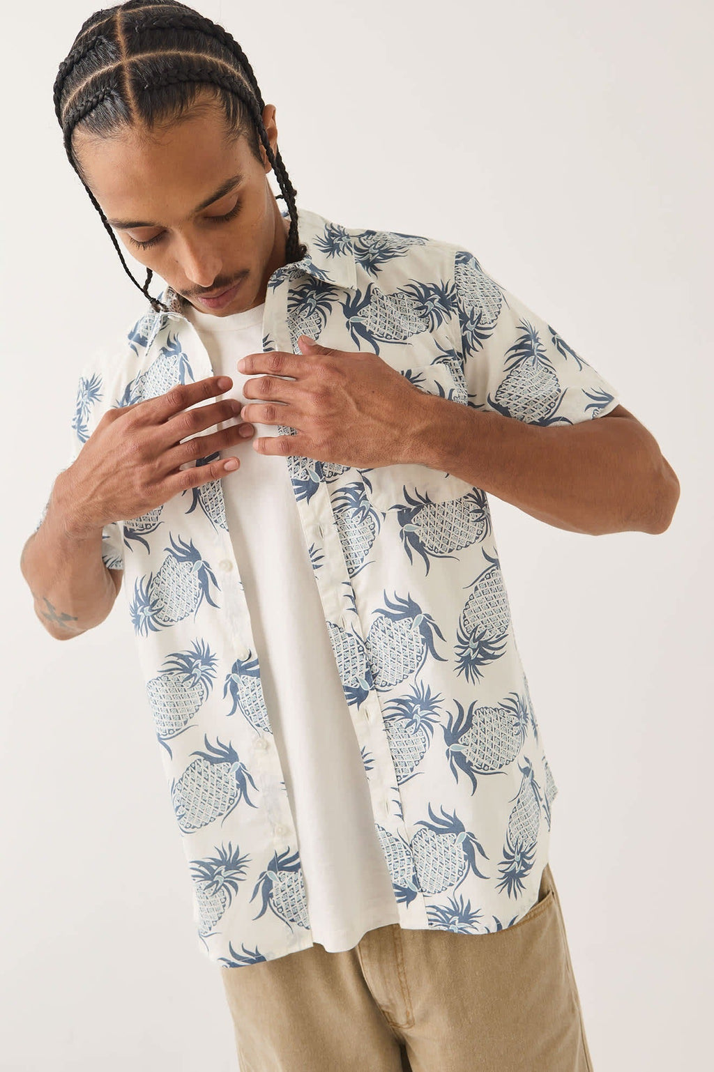 Charter Print Shirt - Off White Pineapple