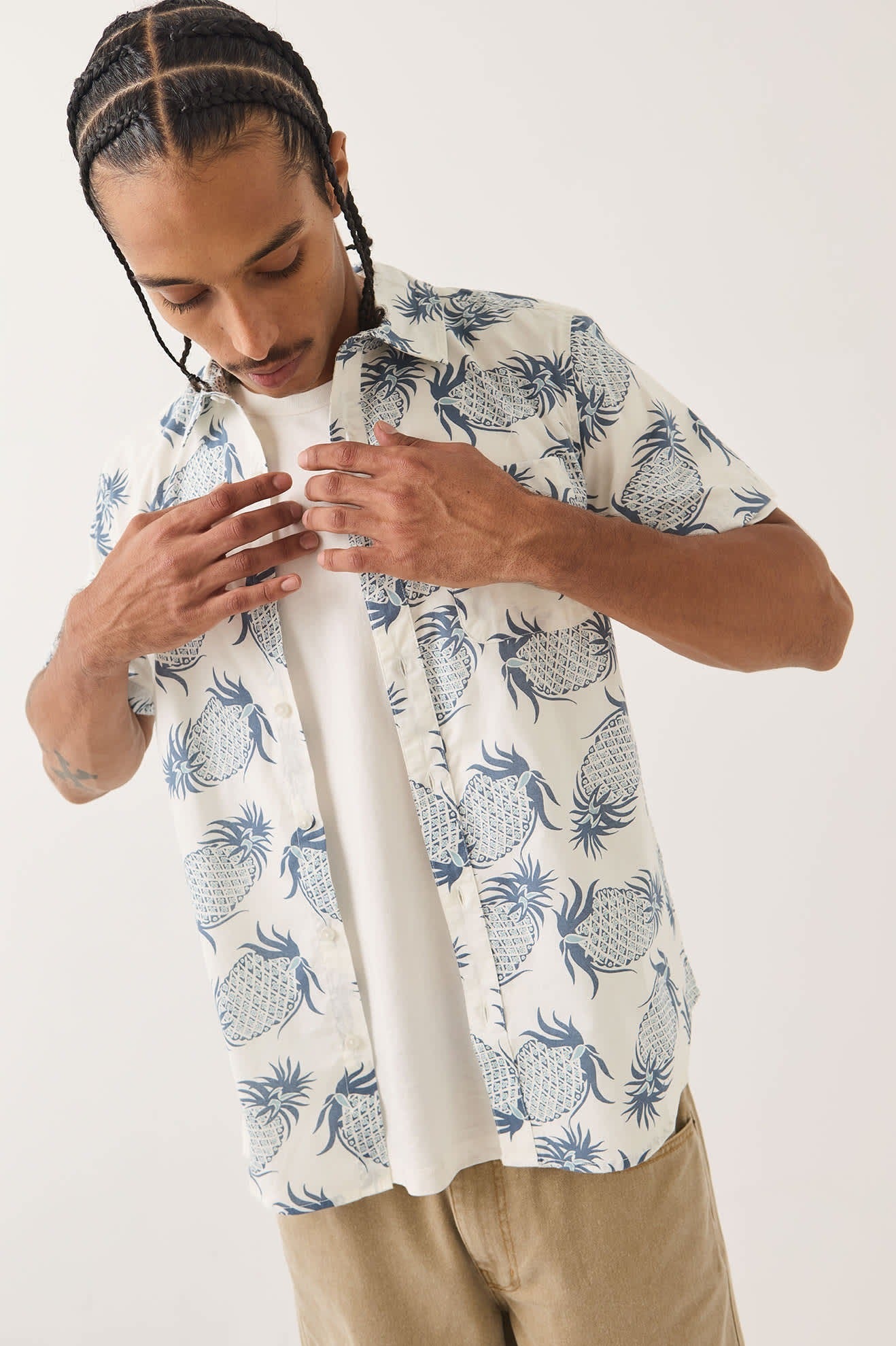 Charter Print Shirt - Off White Pineapple