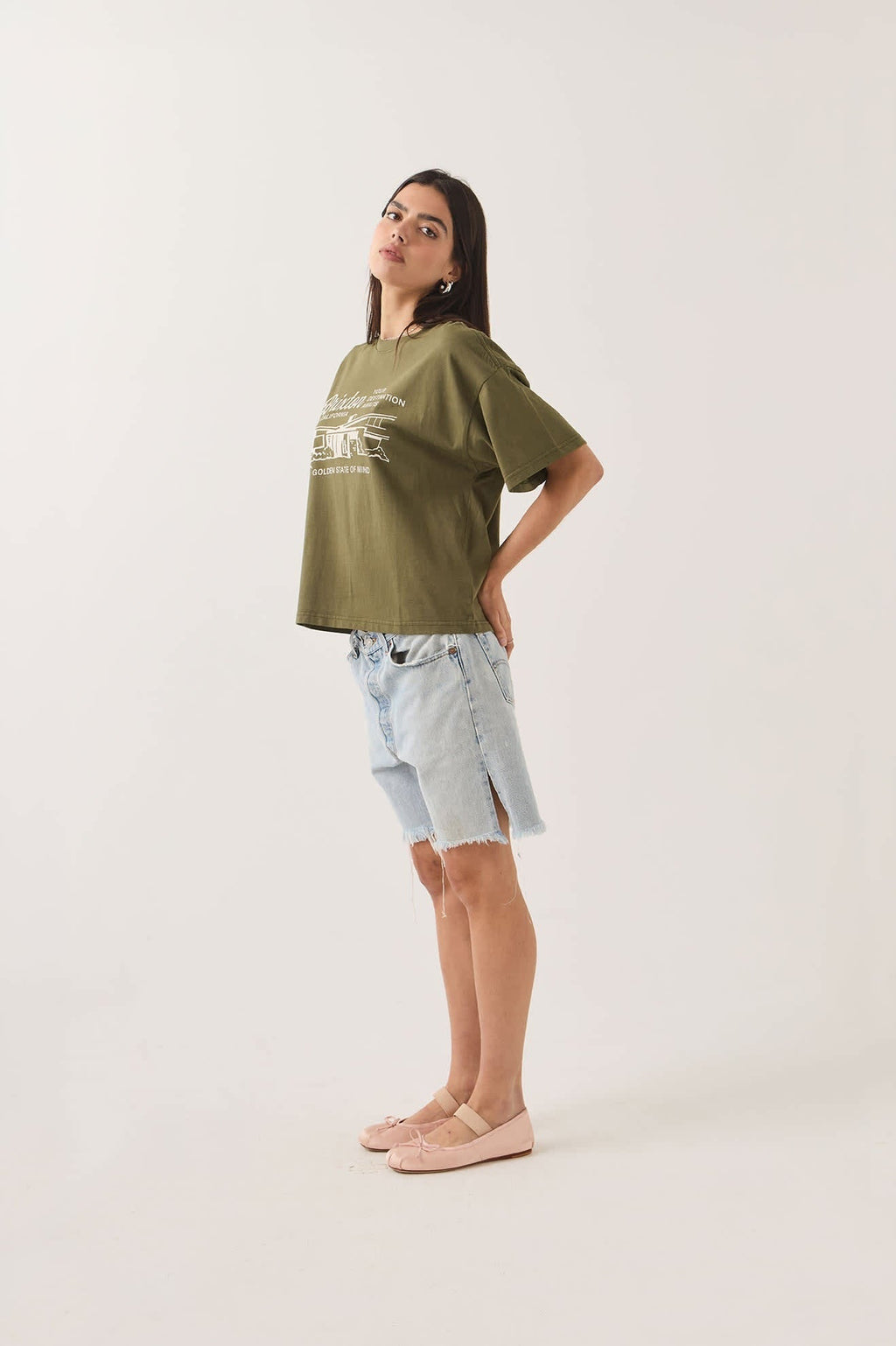 Your Destination Awaits Boxy Crop Top - Dark Olive