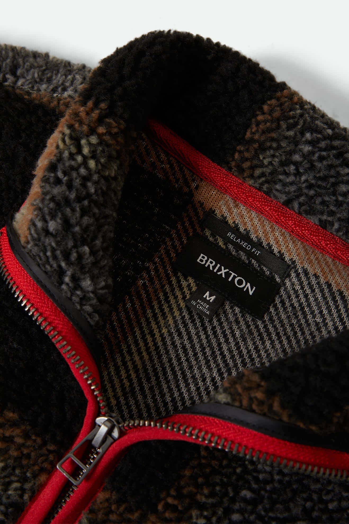 Buffalo Plaid Sherpa Full Zip Jacket - Black/Cream