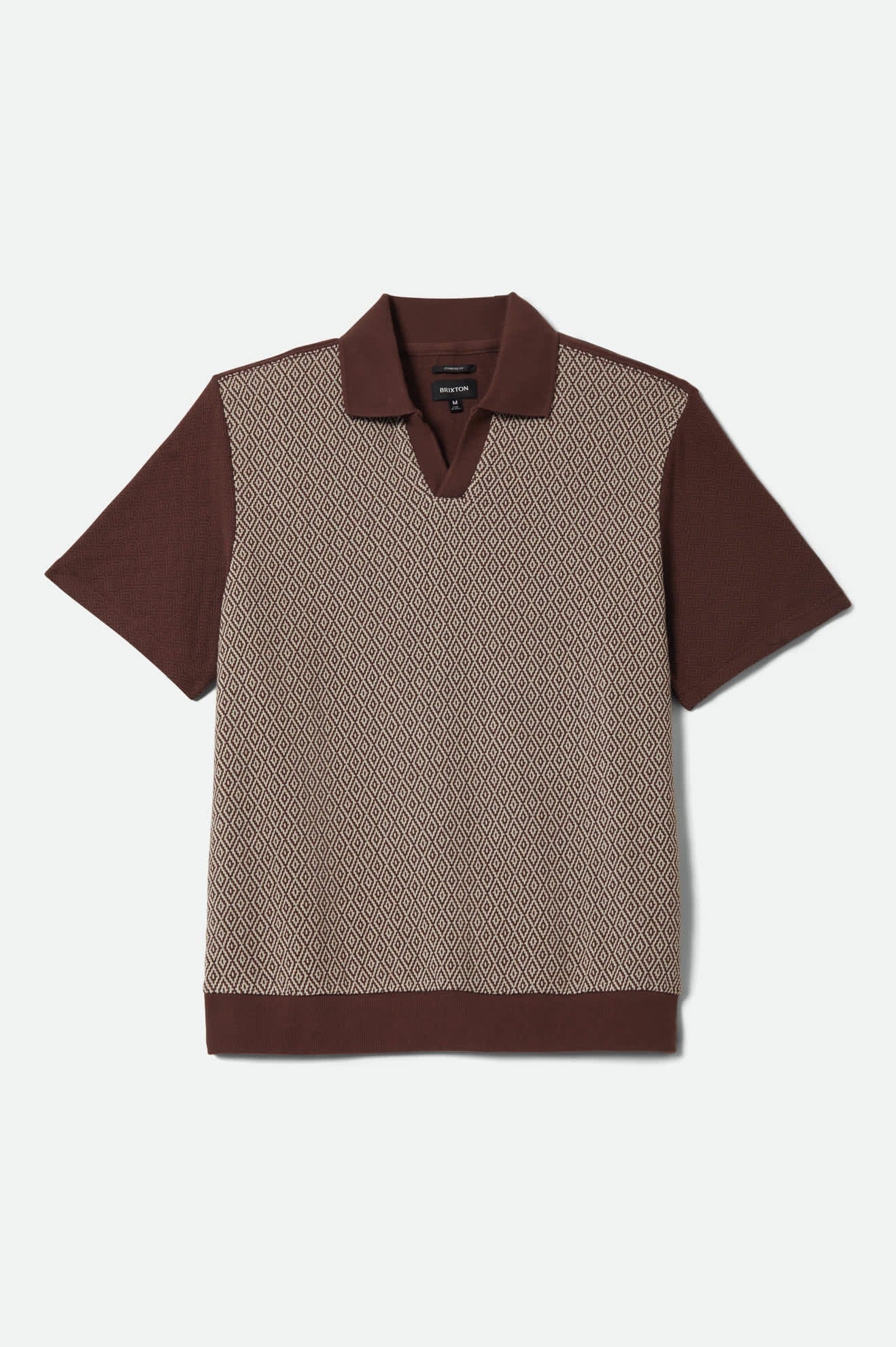 Theo Jacquard Short Sleeve Polo - Chocolate/Off White