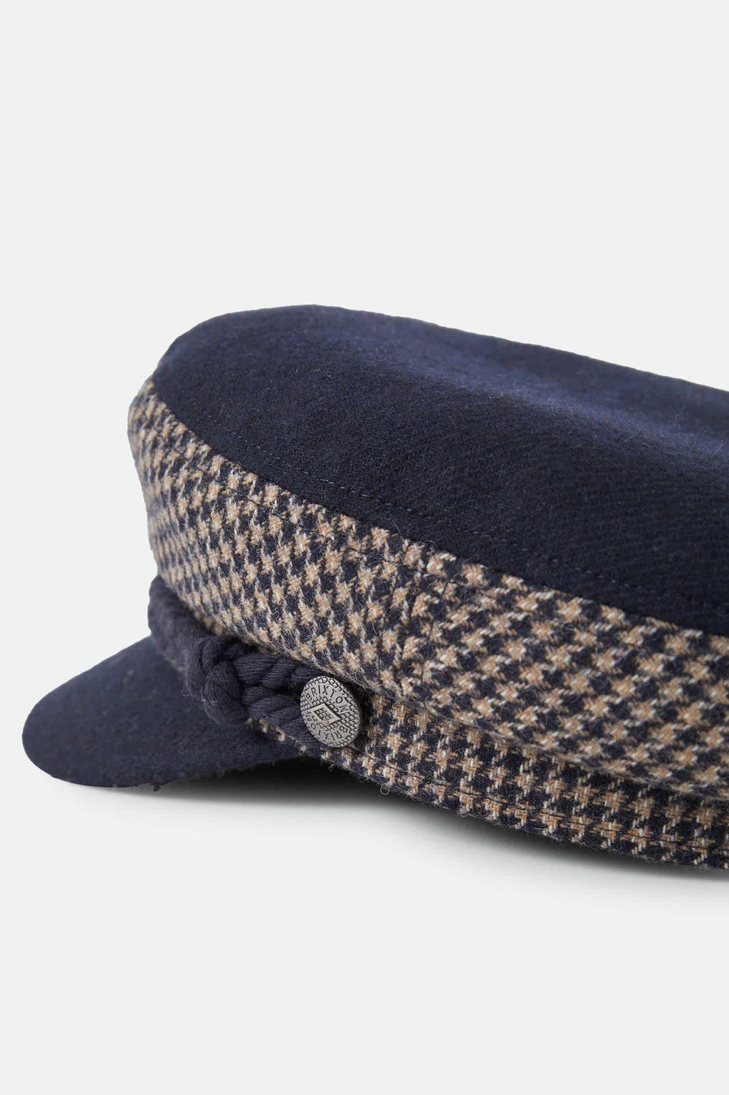 Fiddler Fisherman Cap - Navy/Sand Houndstooth