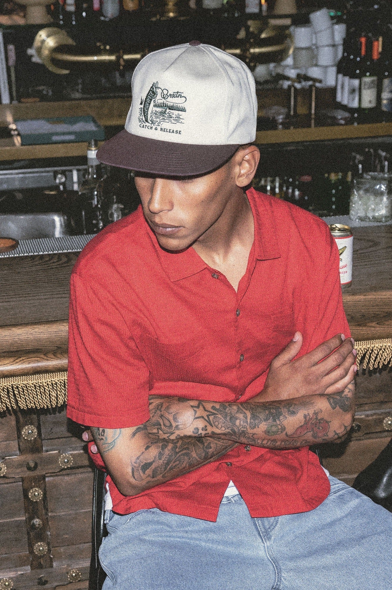 Catch And Release Snapback - Off White/Brown