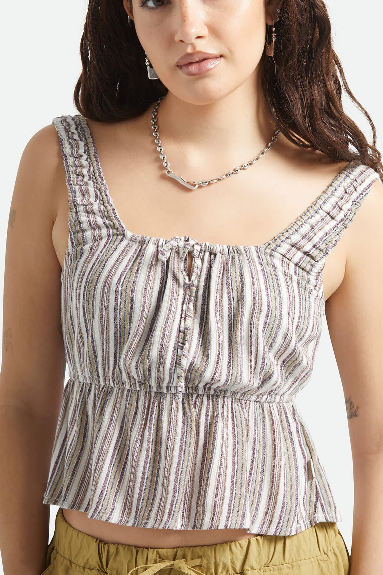 The Abigail Tie Top - Worn In Robust Red Stripe