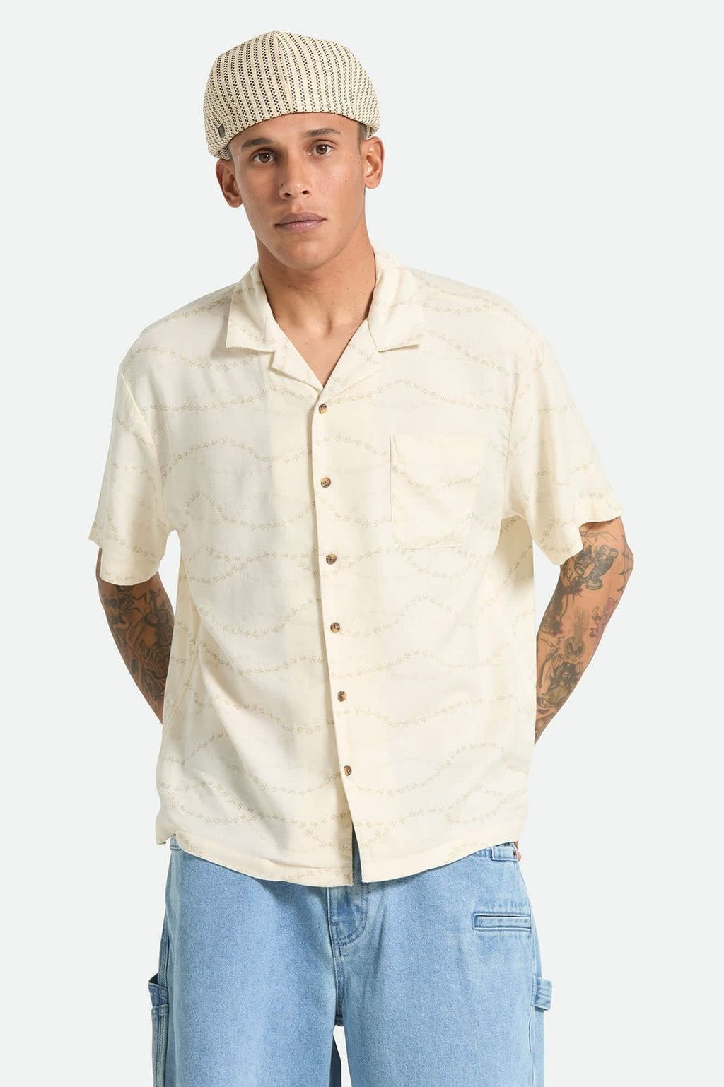Bunker Slub Short Sleeve Shirt - Whitecap/Black Swallows