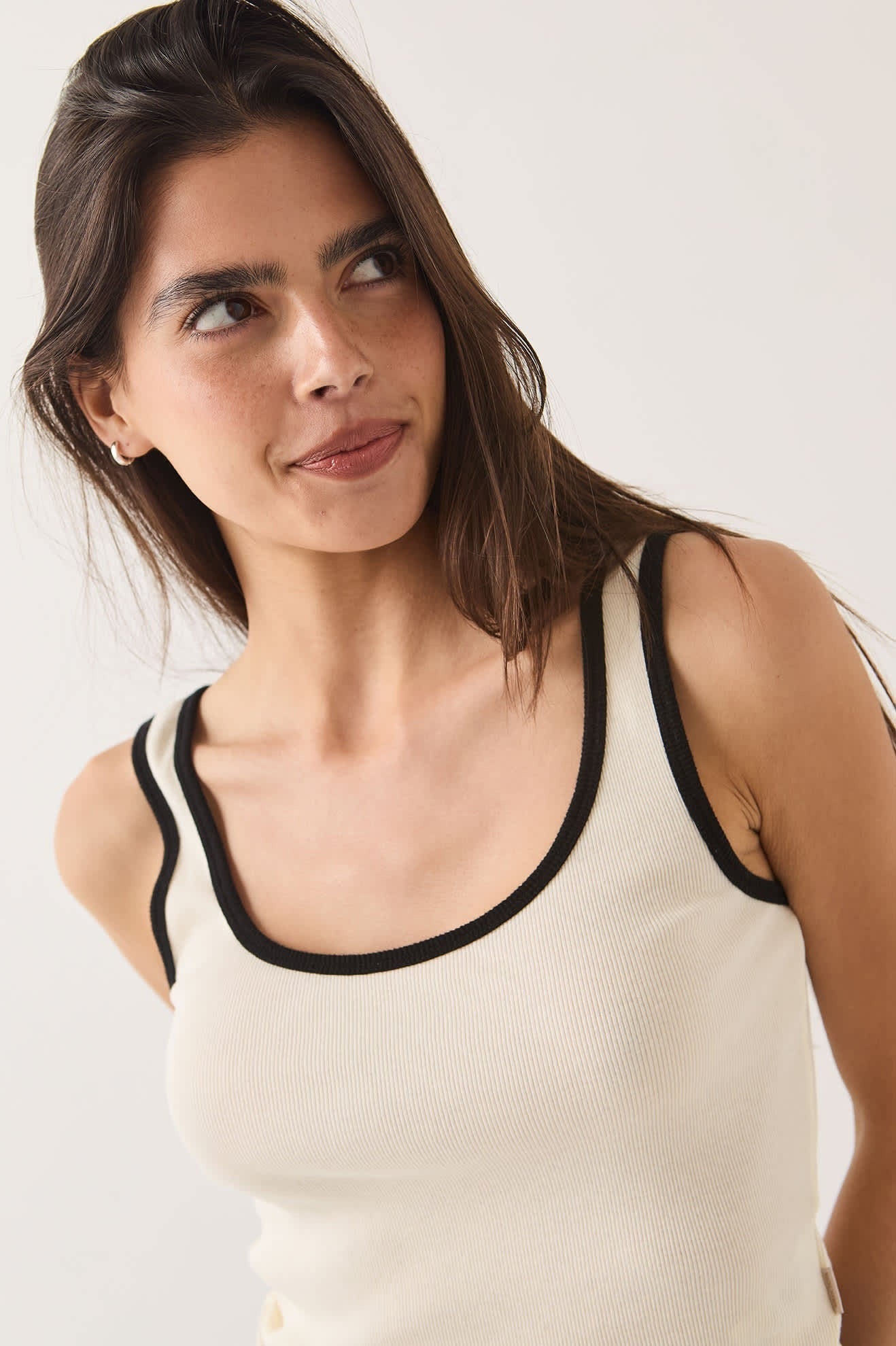 Ringer Organic A-Tank - Off White/Black