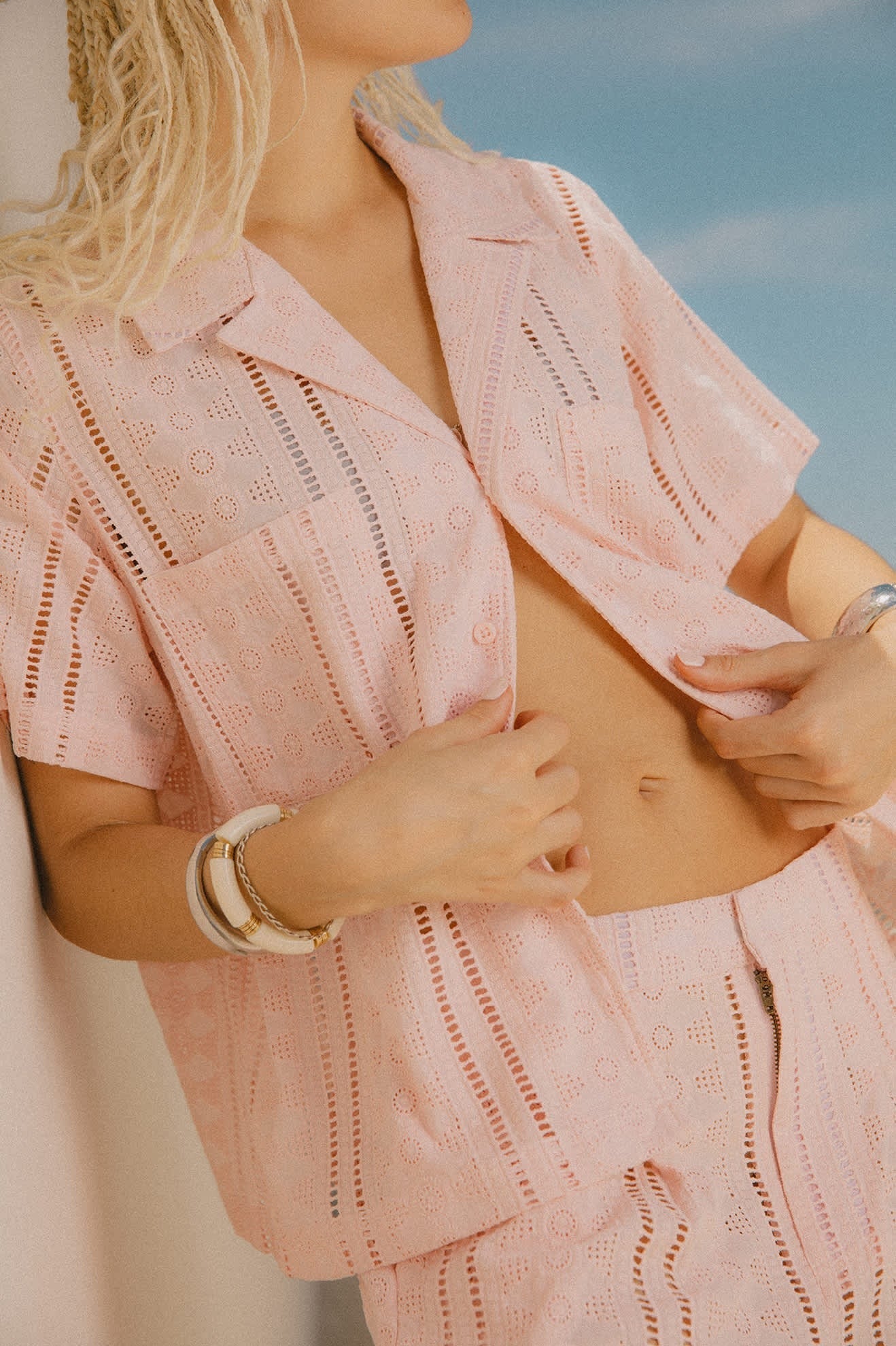 Paradise Lounge Short Sleeve Shirt - Chalk Pink