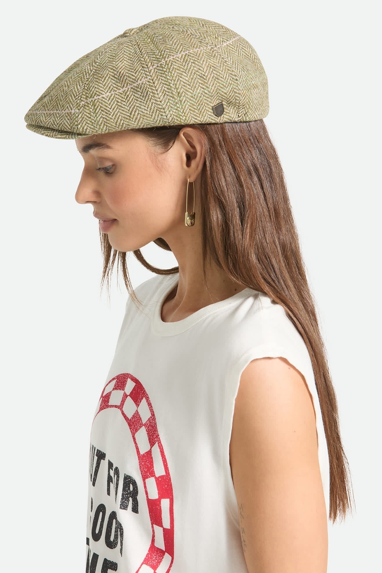 Brood Lightweight Newsboy Cap - Sublime Green Houndstooth
