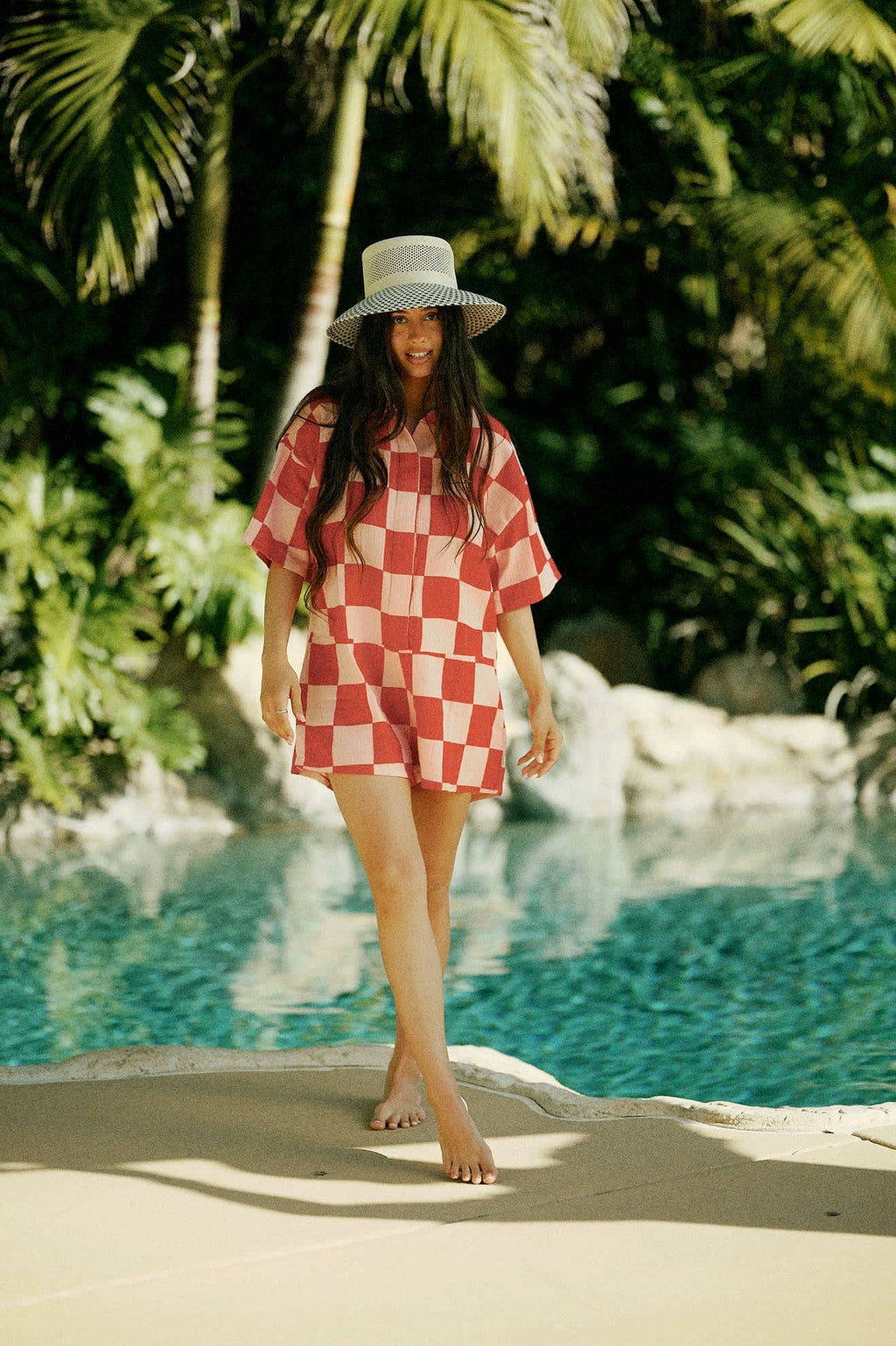 The Getaway Romper - Silver Pink/Adrenaline Rush Checkerboard