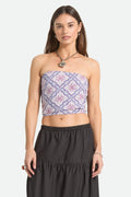 Hot To Go Tube Top - Off White/Blue Tile