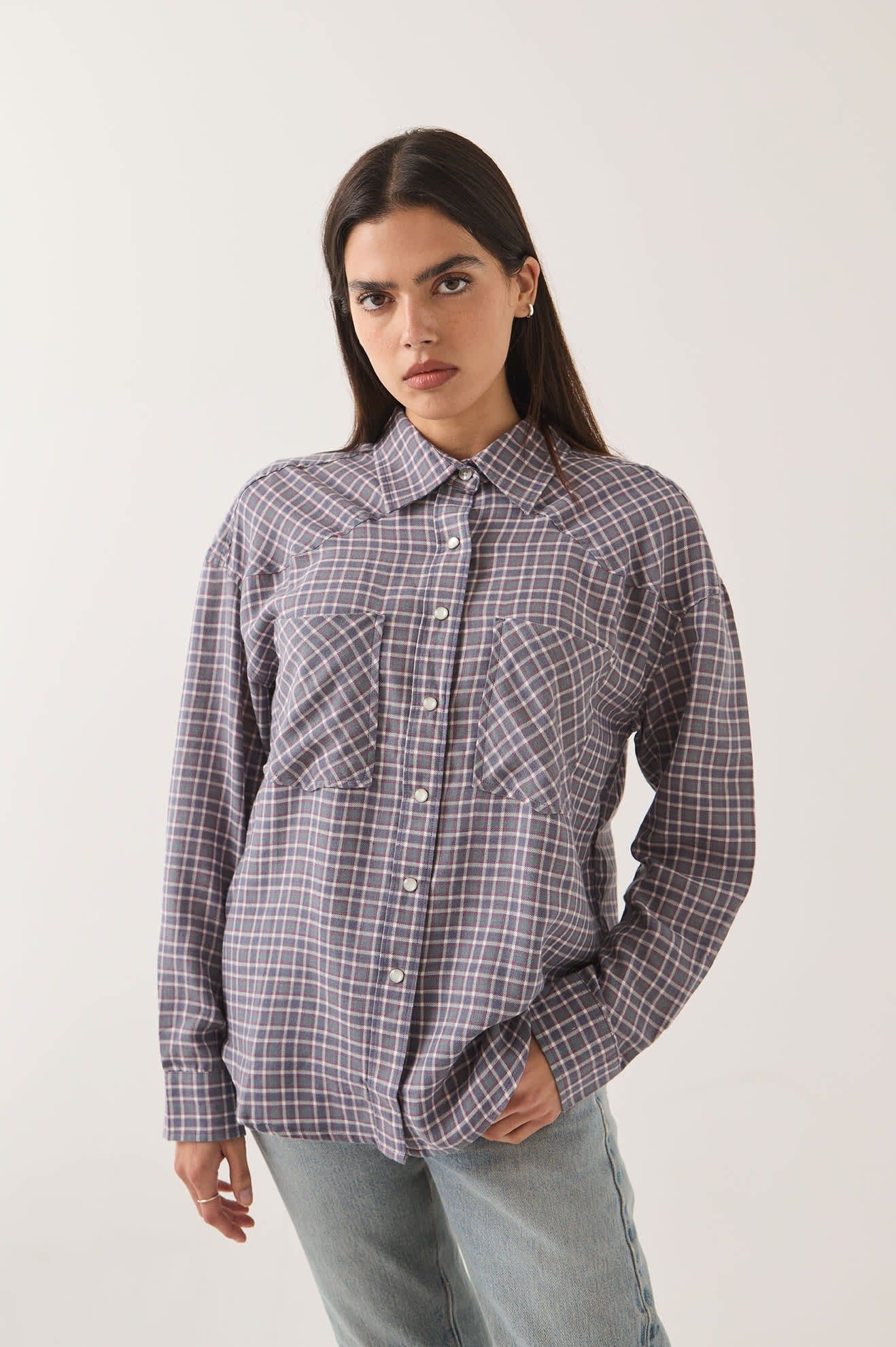 Wayne Women's Shirt - Soft Navy Plaid