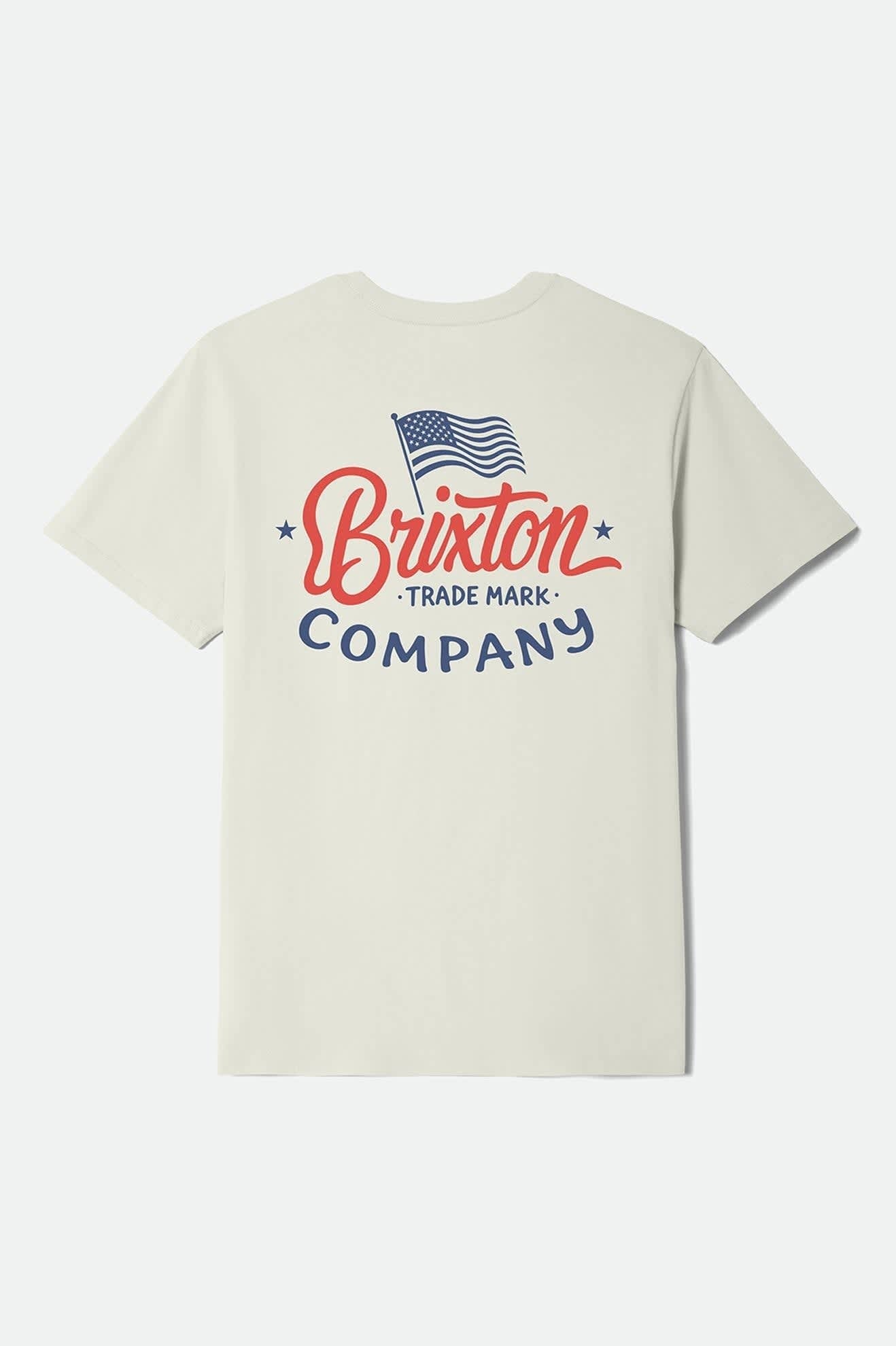 Brxtn Flag Short Sleeve Standard T-Shirt - Cream/Navy/Red