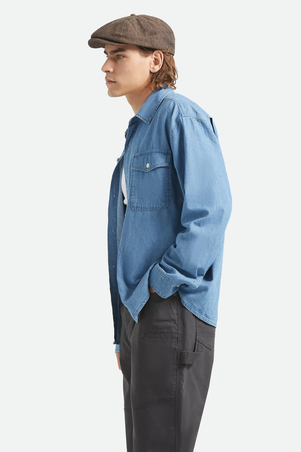 Waylon Lightweight Overshirt - Medium Wash Chambrey