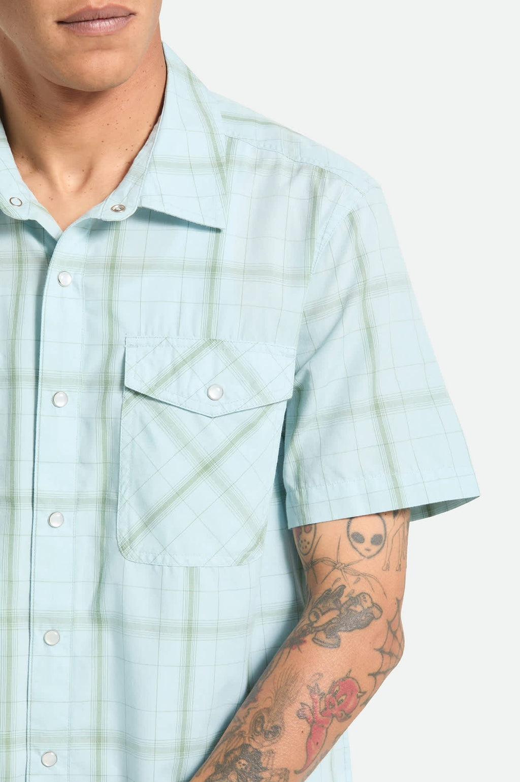 The Breezy Wayne Short Sleeve Shirt - Seafoam Plaid