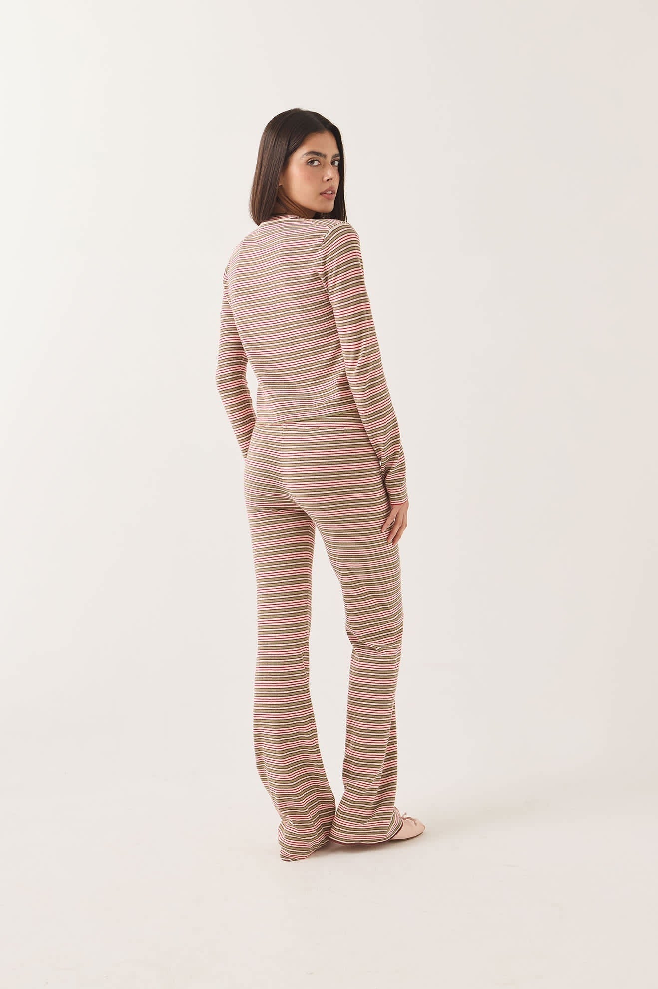 Bixby Lightweight Cardigan - Green Multi Stripe