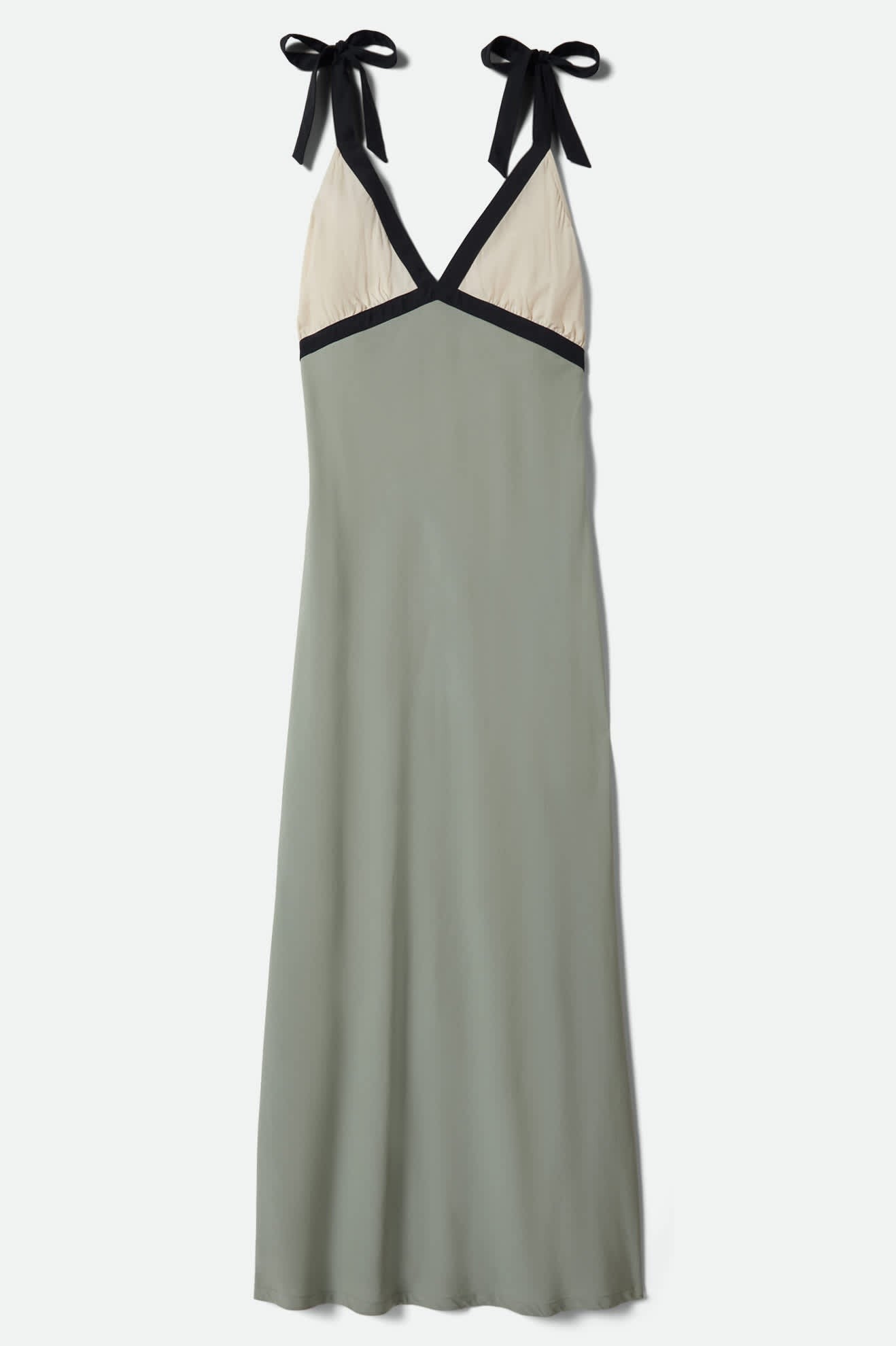 Sunset Tie Slip Dress - Sage Green/Whitecap