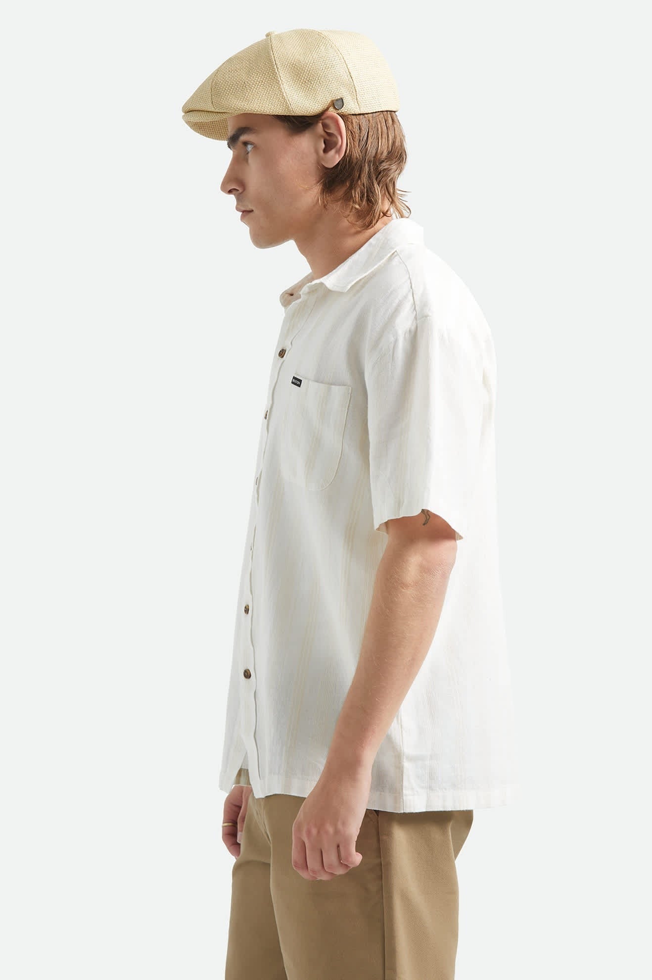 Cru Stripe Dobby Short Sleeve Shirt - Off White