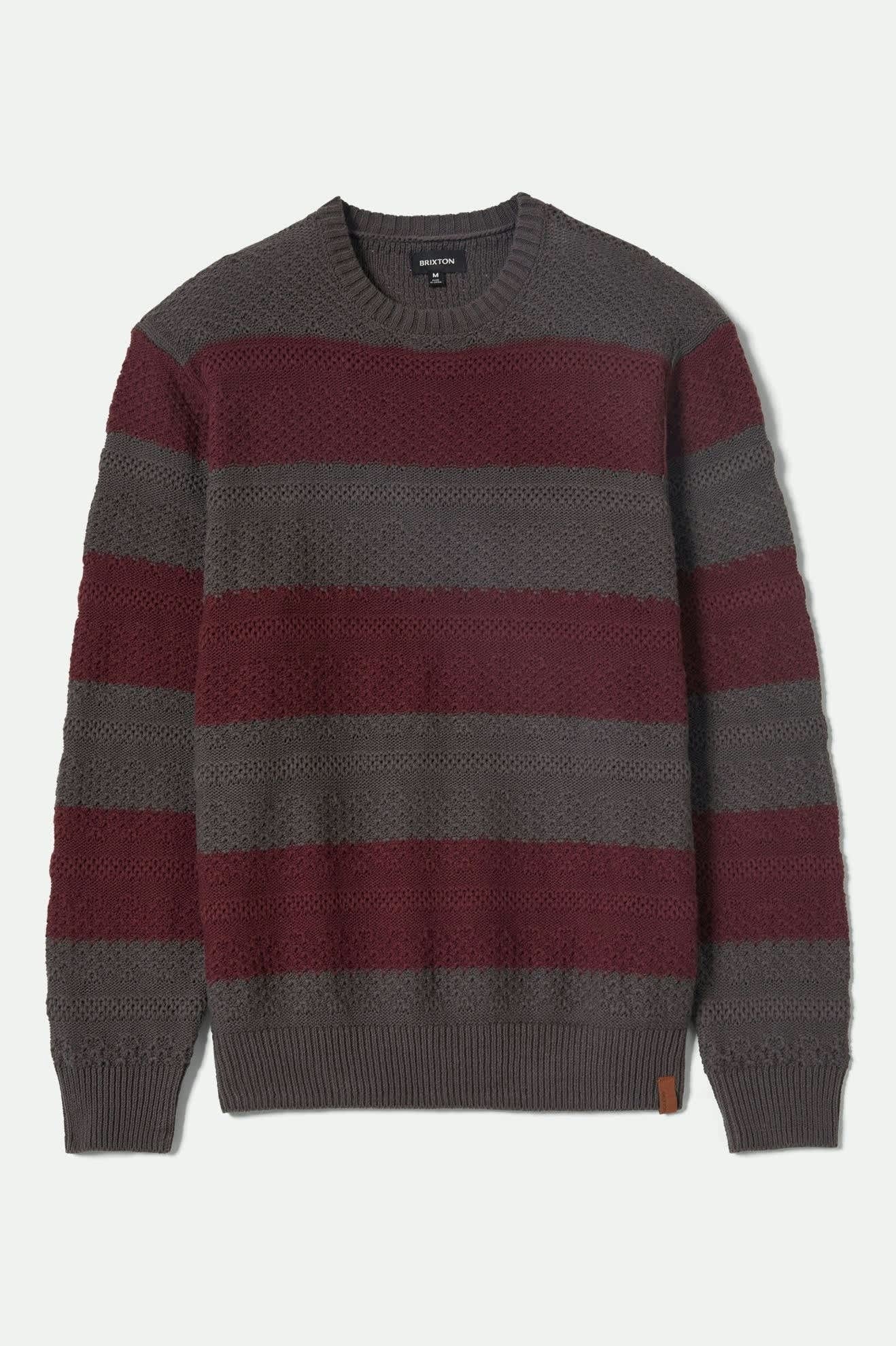 Midnight Crew Sweater - Black/Port Stripe