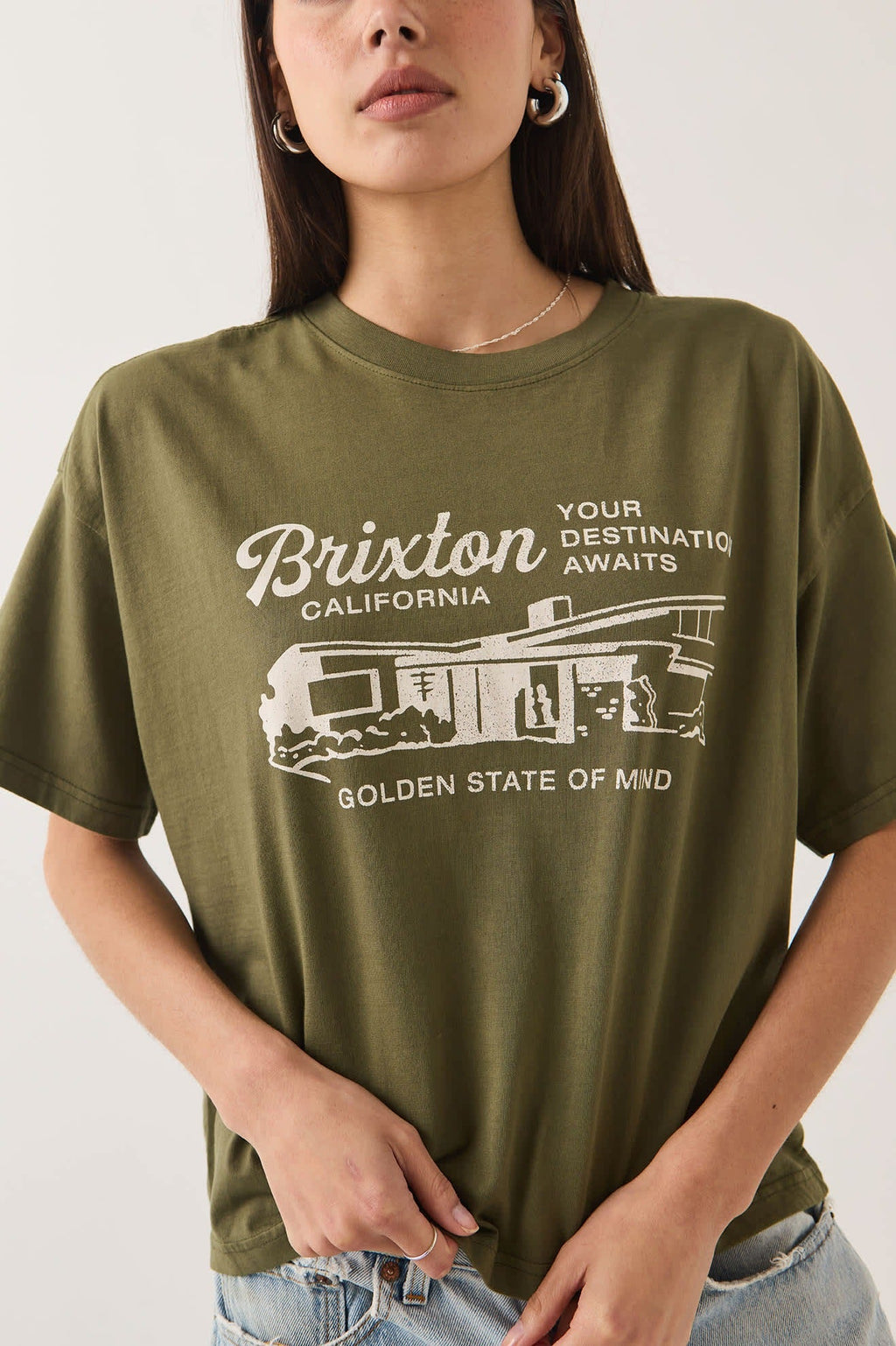 Your Destination Awaits Boxy Crop Top - Dark Olive