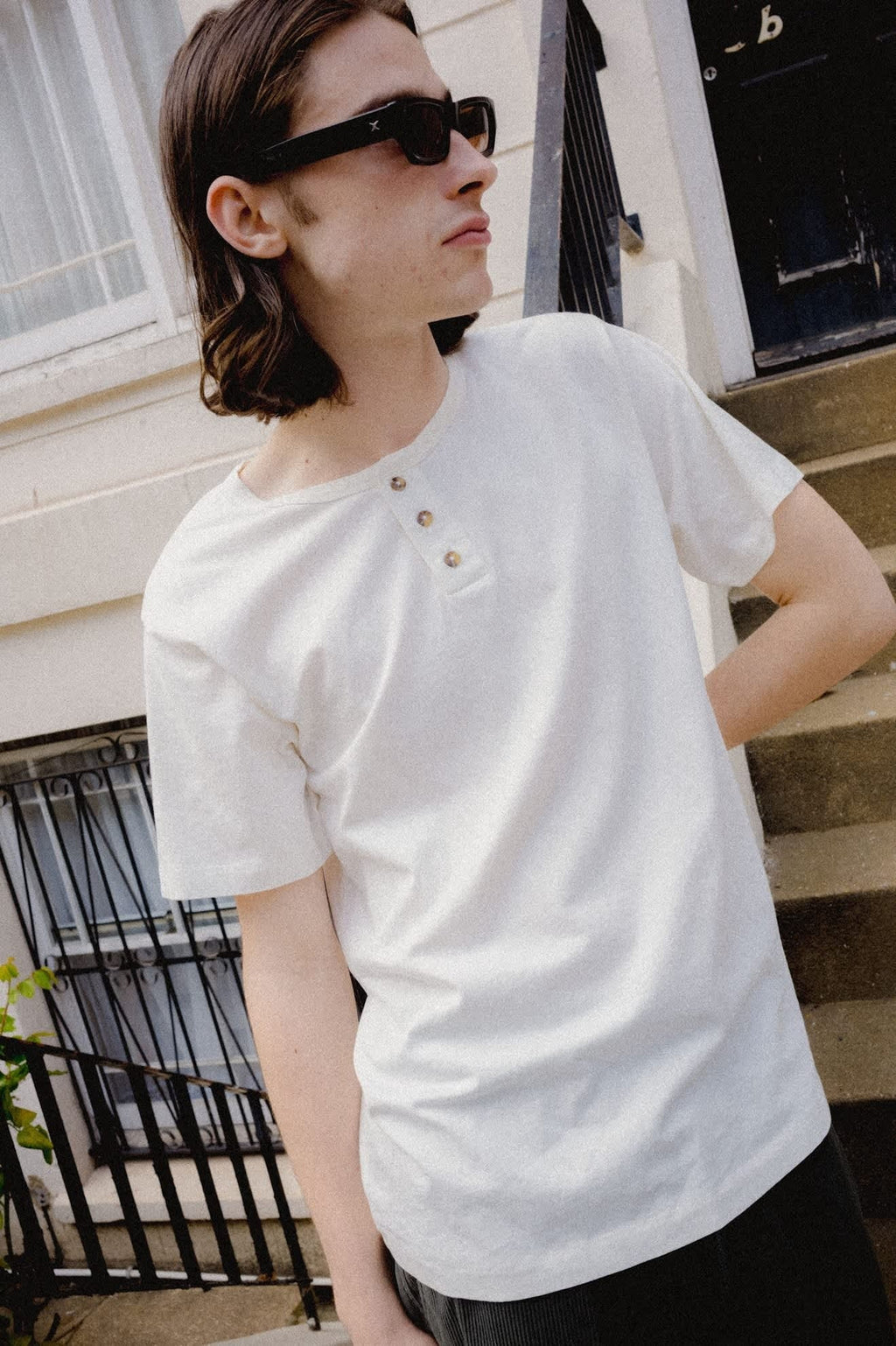Brixton Baseline Henley T-Shirt - Off White Vintage Wash