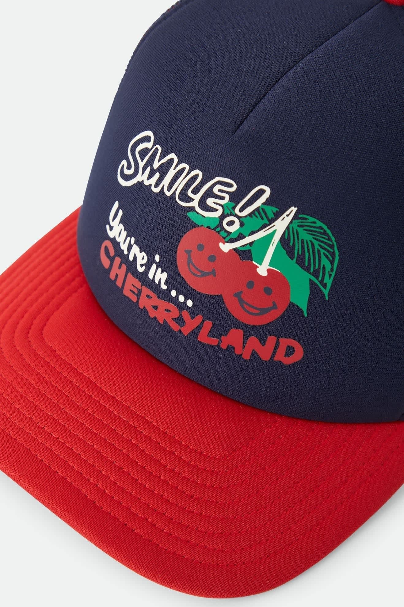 Cherryland Trucker Hat - Washed Navy/Crimson