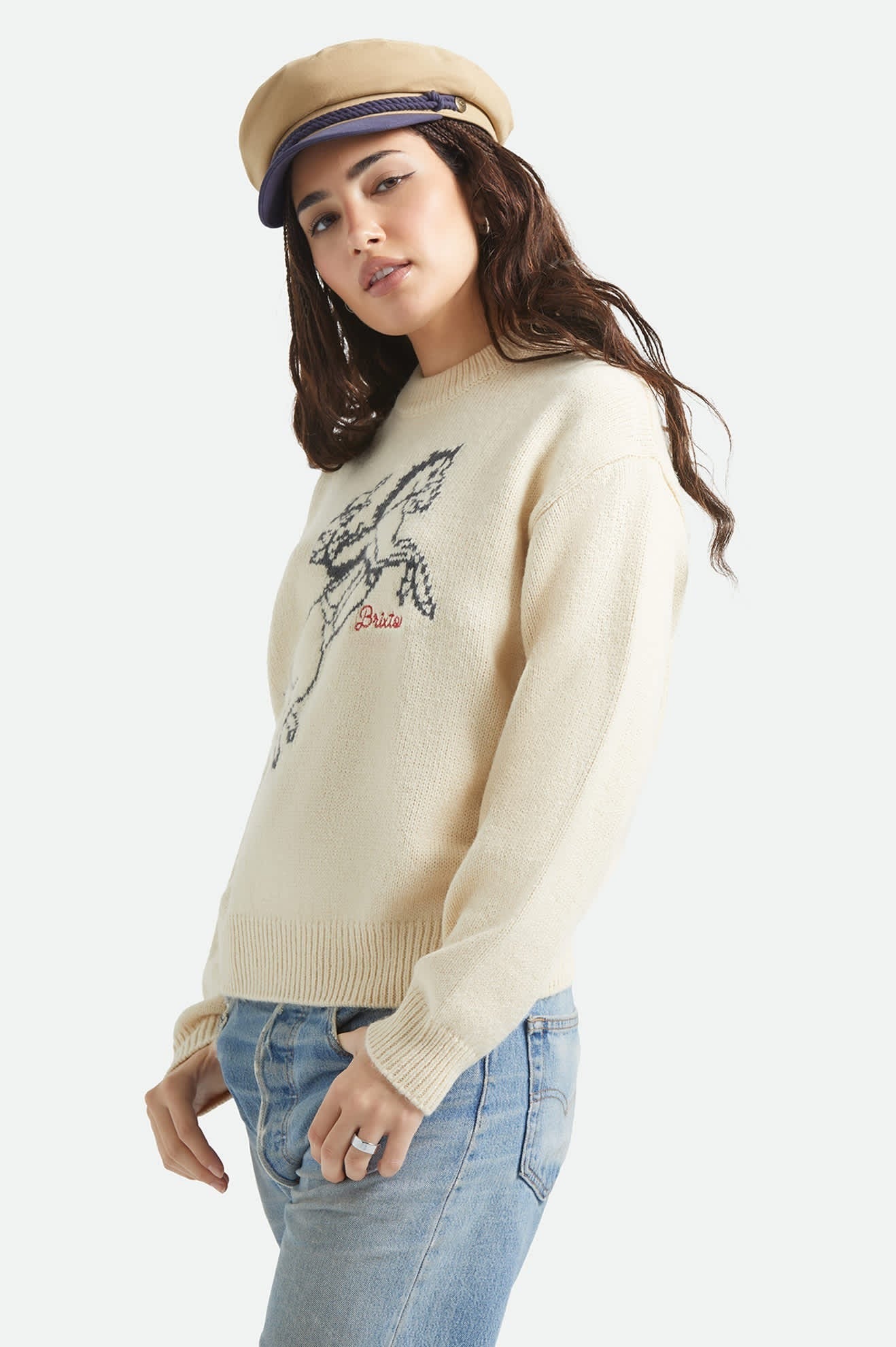 Brixton Ranching Club Crew Sweater - Whitecap