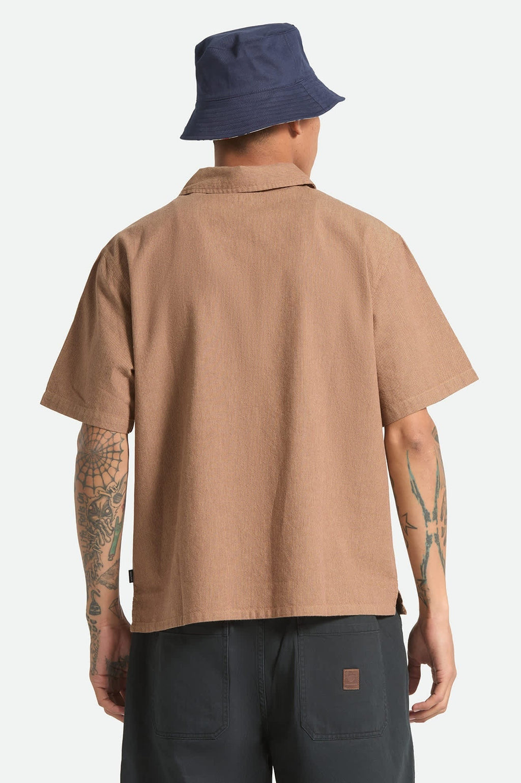 Brakeman Half Zip Short Sleeve Shirt - Brown/Tan Stripe