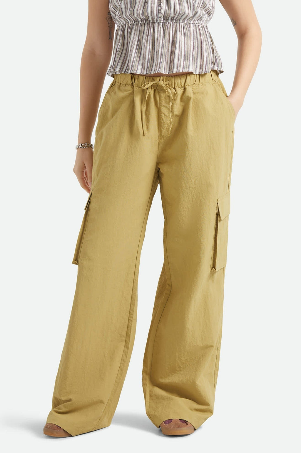 The Jett Lightweight Cargo Wide Leg Pant - Olive Stone
