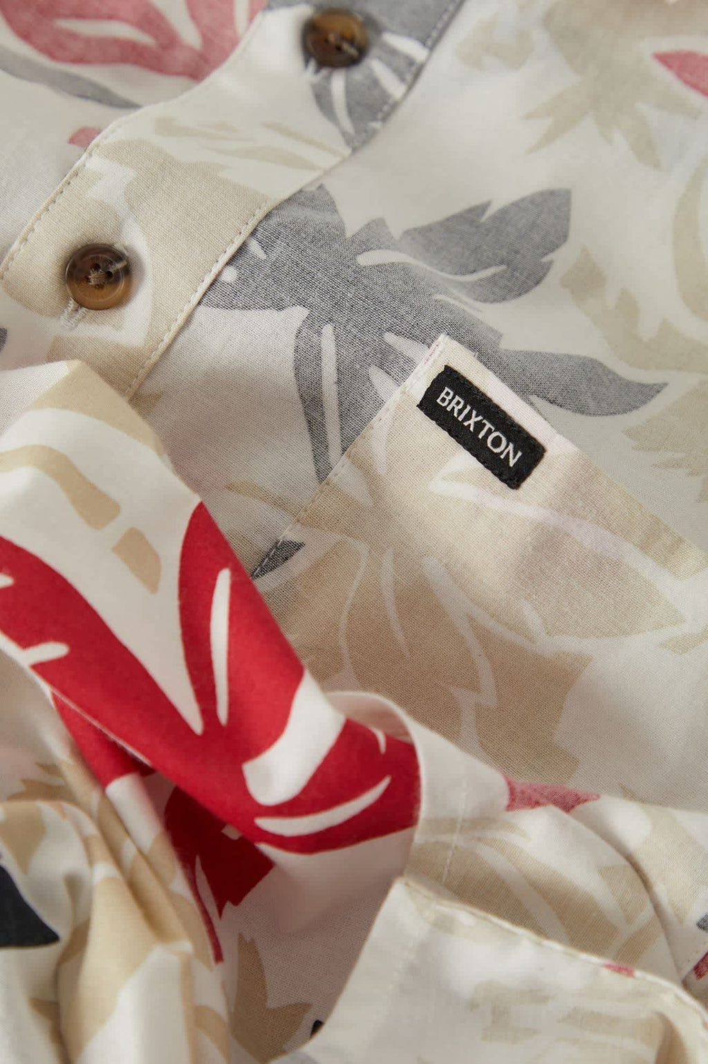Charter Print Short Sleeve Shirt - Off White/Black/Red Palm Floral