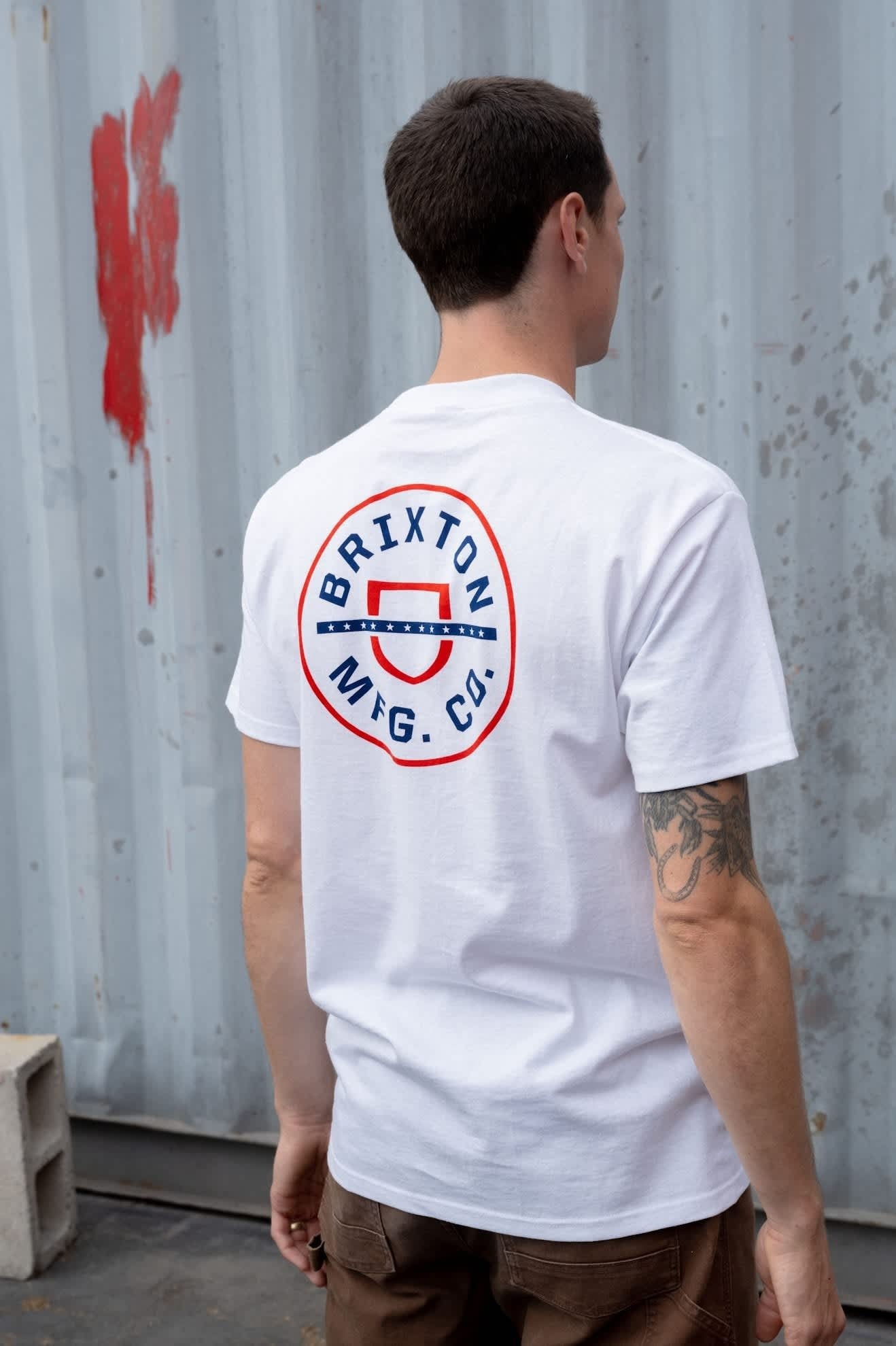Crest Starline Short Sleeve Standard T-Shirt - White/Red/Navy