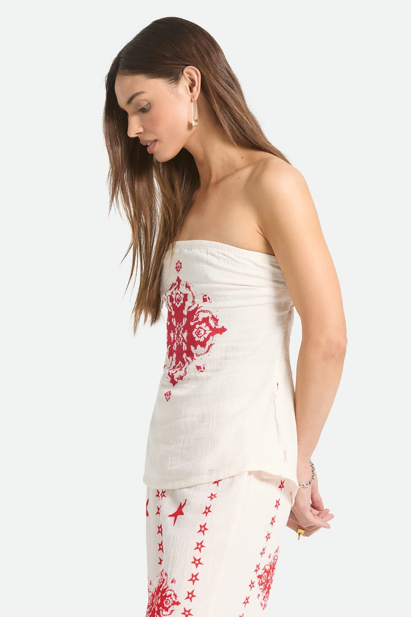 The Lola Tube Top - Off White/Robust Red