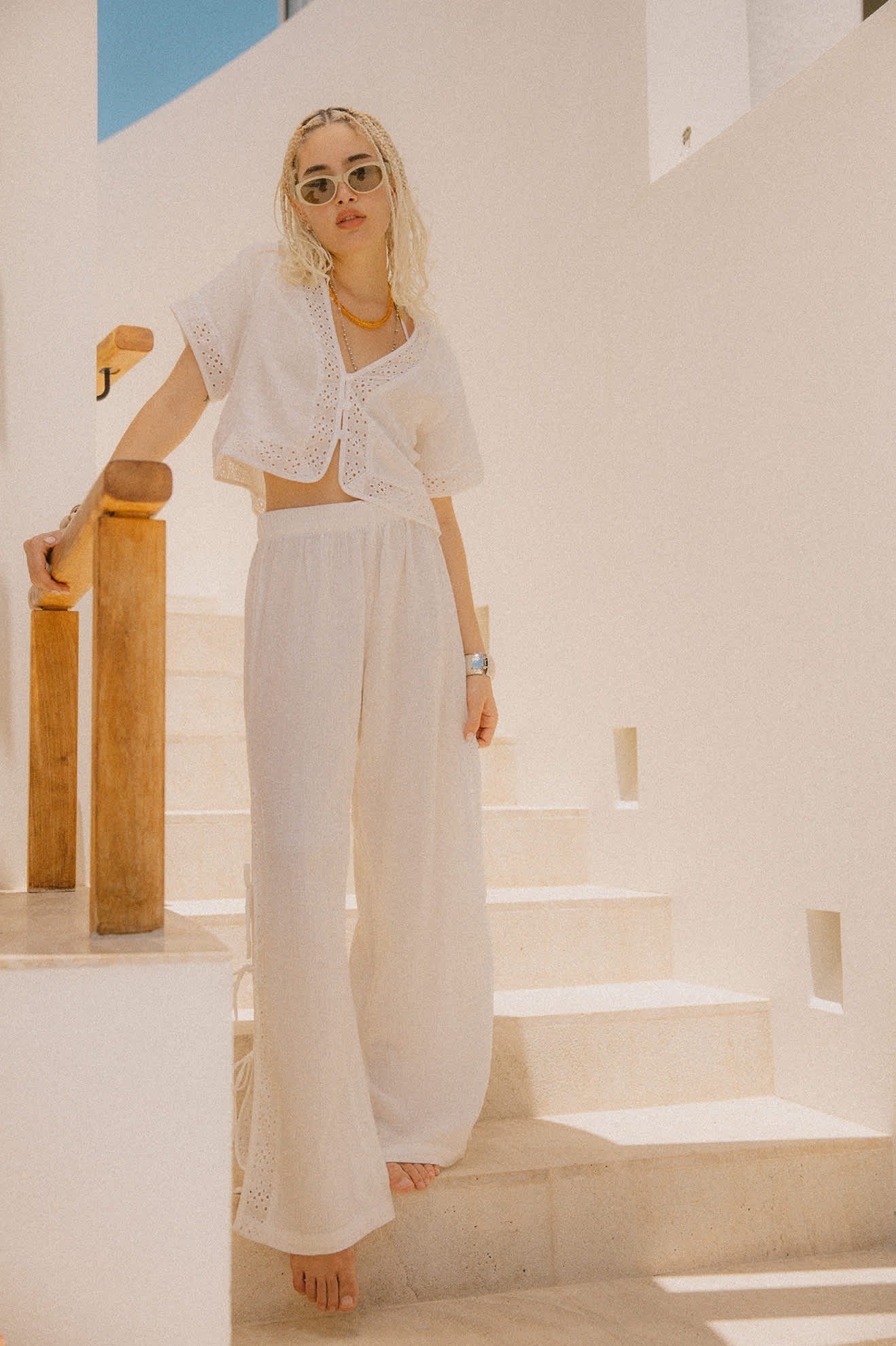 Seaside Eyelet Top - Off White Eyelet