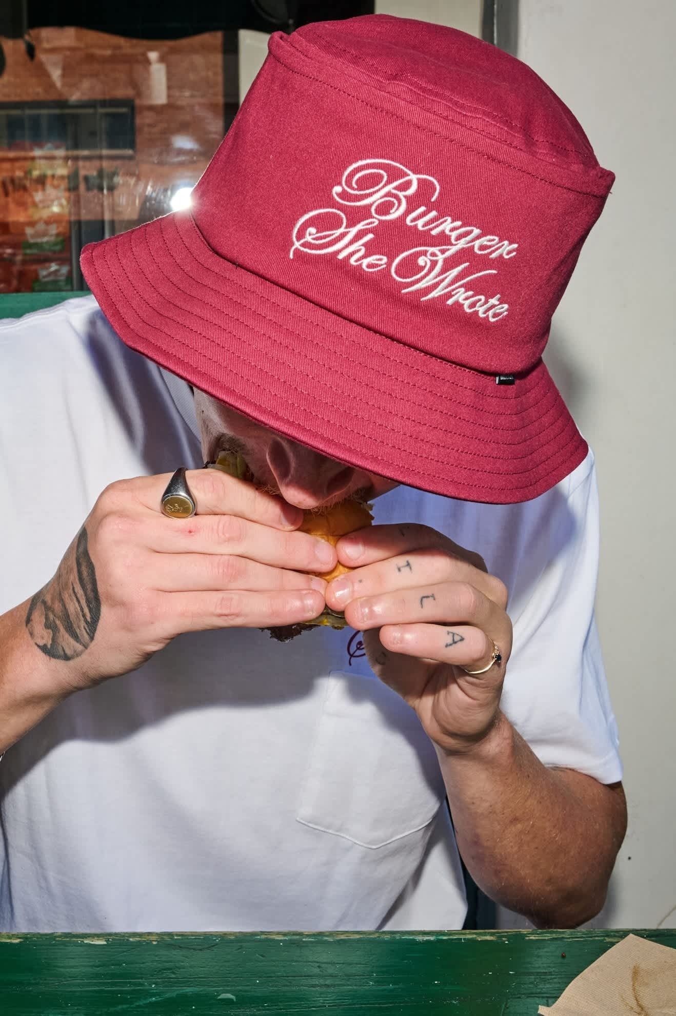 Burger She Wrote Bucket Hat - Burgundy