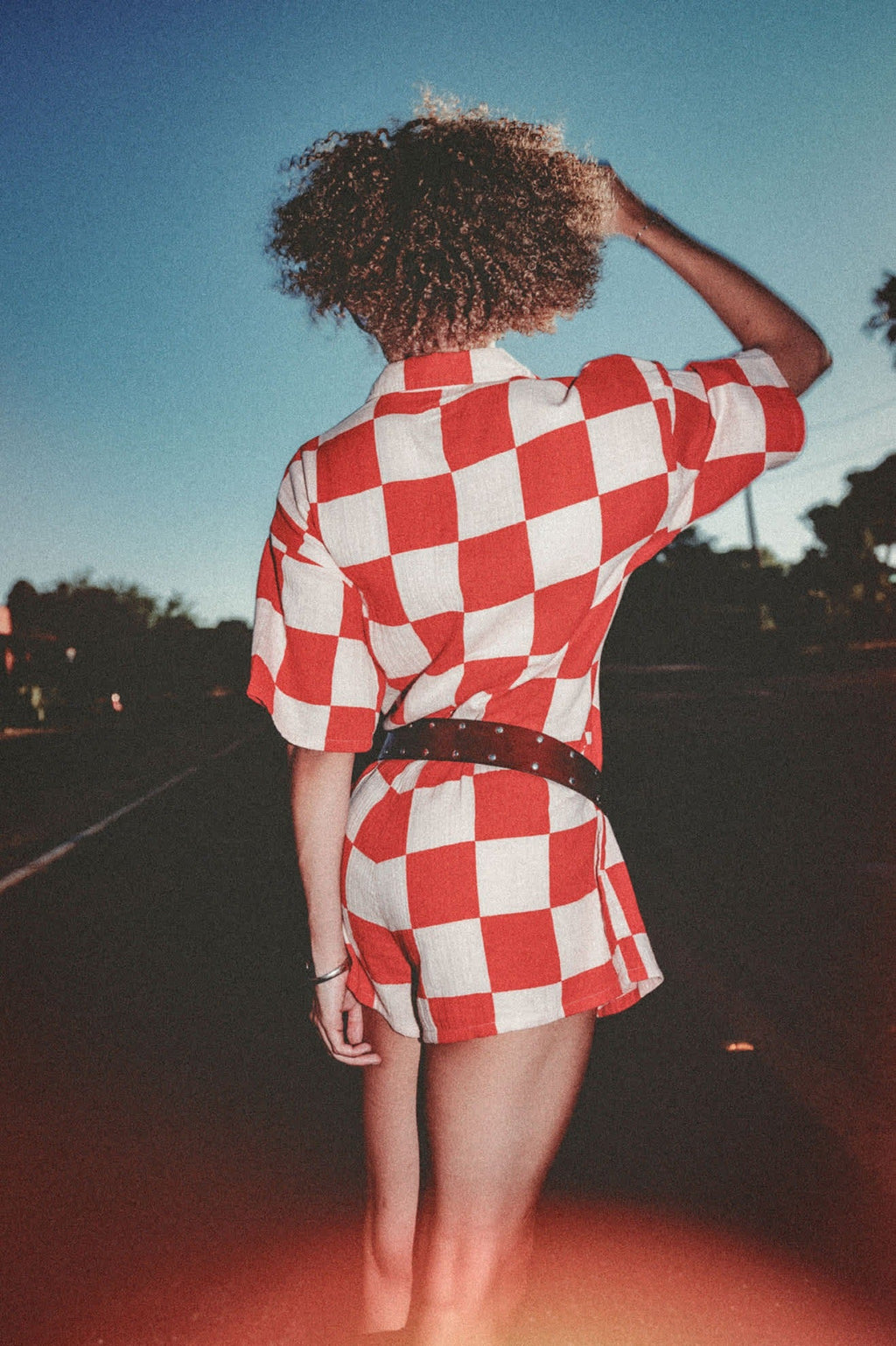 The Getaway Romper - Silver Pink/Adrenaline Rush Checkerboard