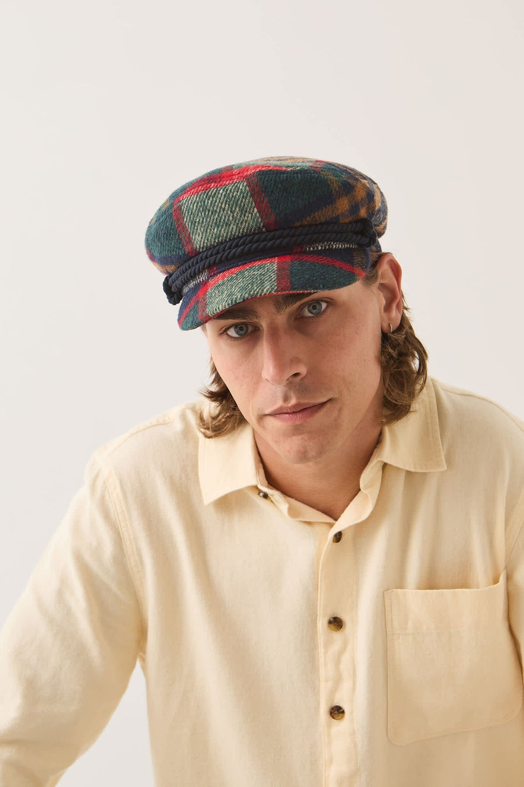 Fiddler Fisherman Cap - Navy/Green/Red/Cream