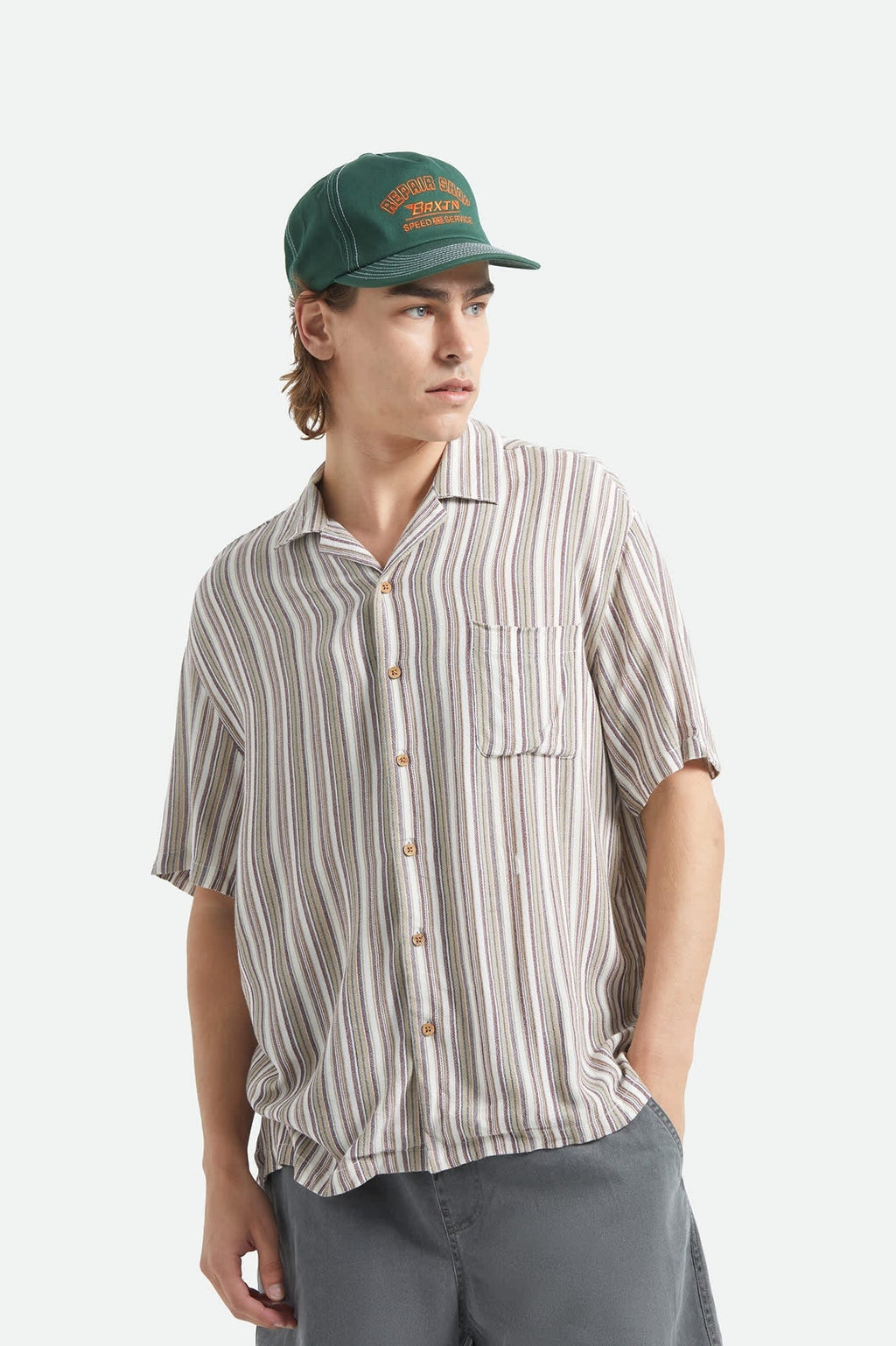Bunker Twisted Stripe Camp Collar Shirt - Robust Red