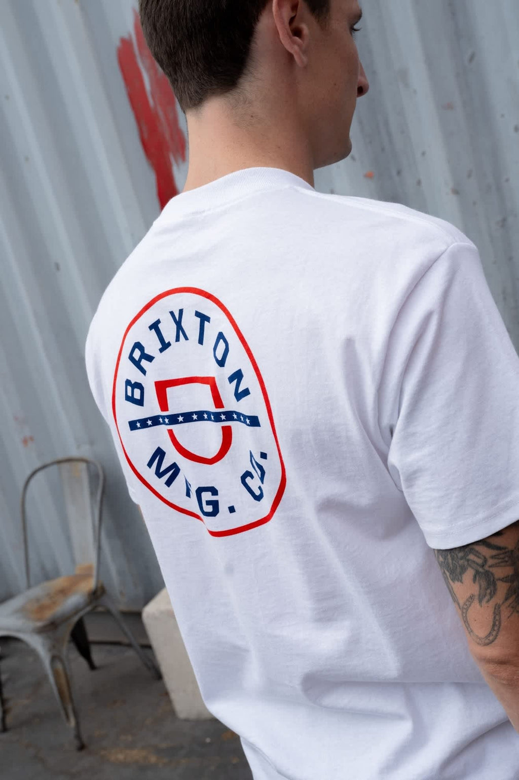 Crest Starline Short Sleeve Standard T-Shirt - White/Red/Navy