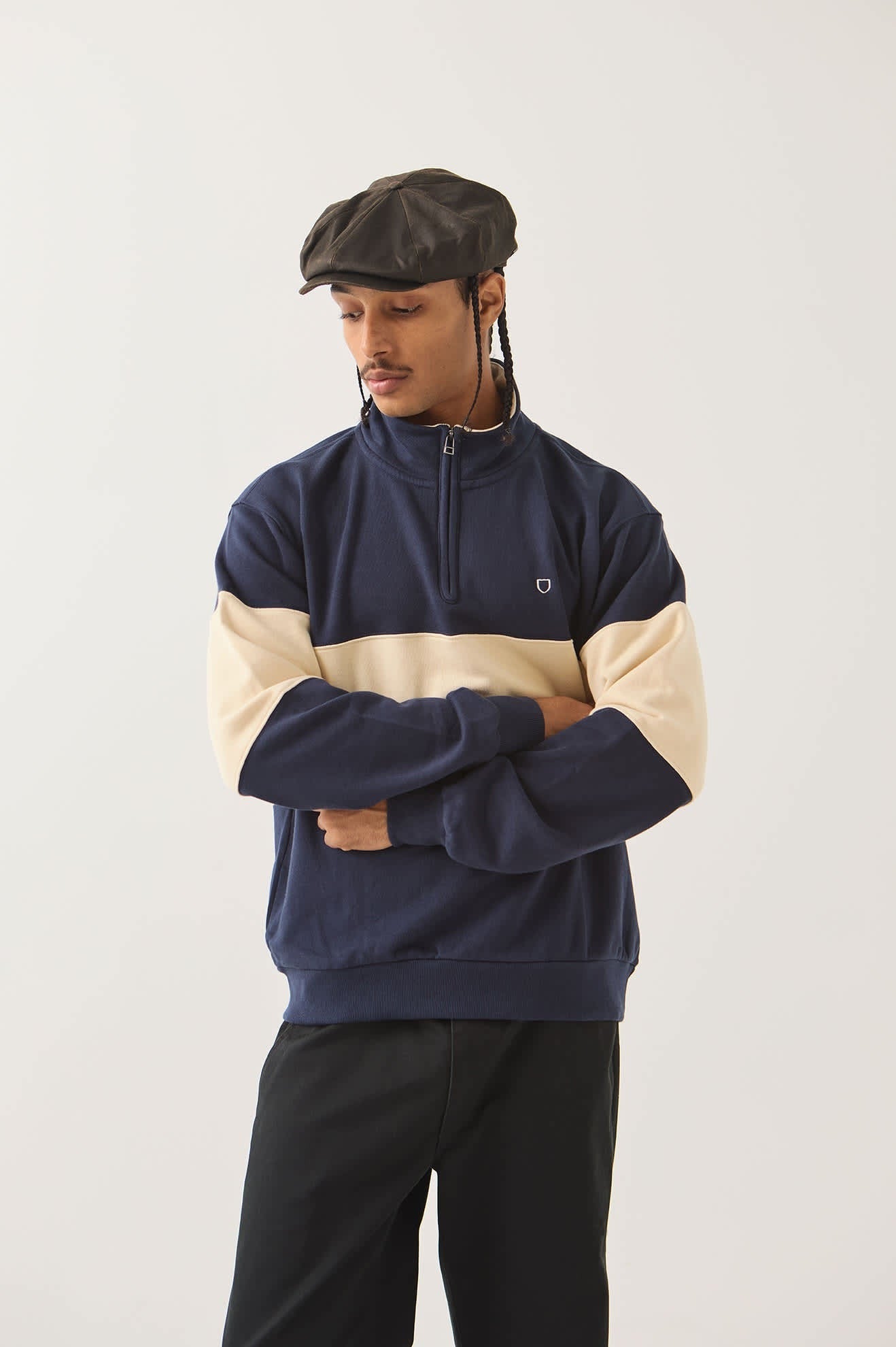 Danville Quarter Zip Fleece - Navy/Whitecap