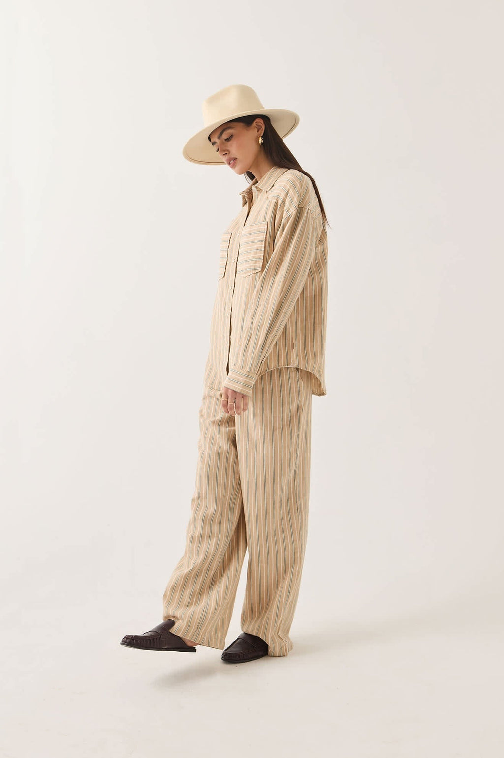 Wayne Women's Shirt - Sand Stripe