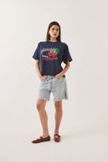 Cherryland Boxy Cropped Crew - Washed Navy