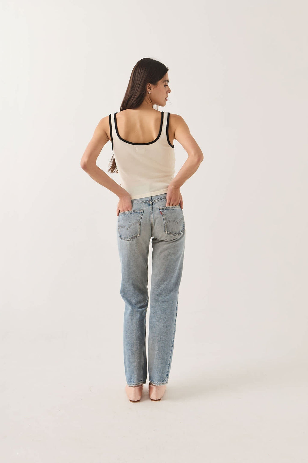Ringer Organic A-Tank - Off White/Black